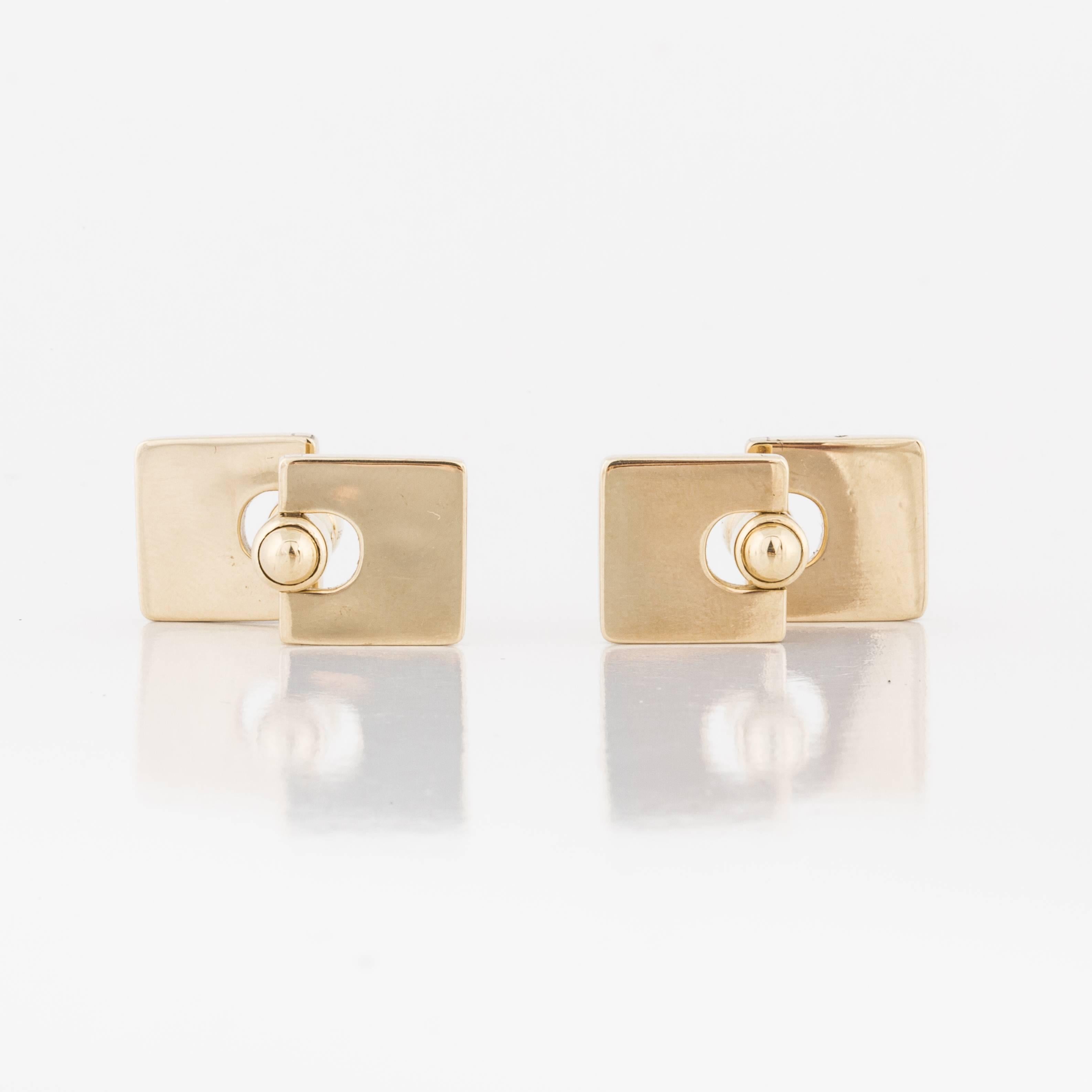 Tiffany & Co. 14K Yellow Gold Square Cufflinks In Good Condition In Houston, TX