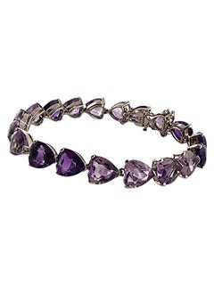 Tiffany & Co 14 Karat White Gold Purple Amethyst Heart Tennis Bracelet #19785