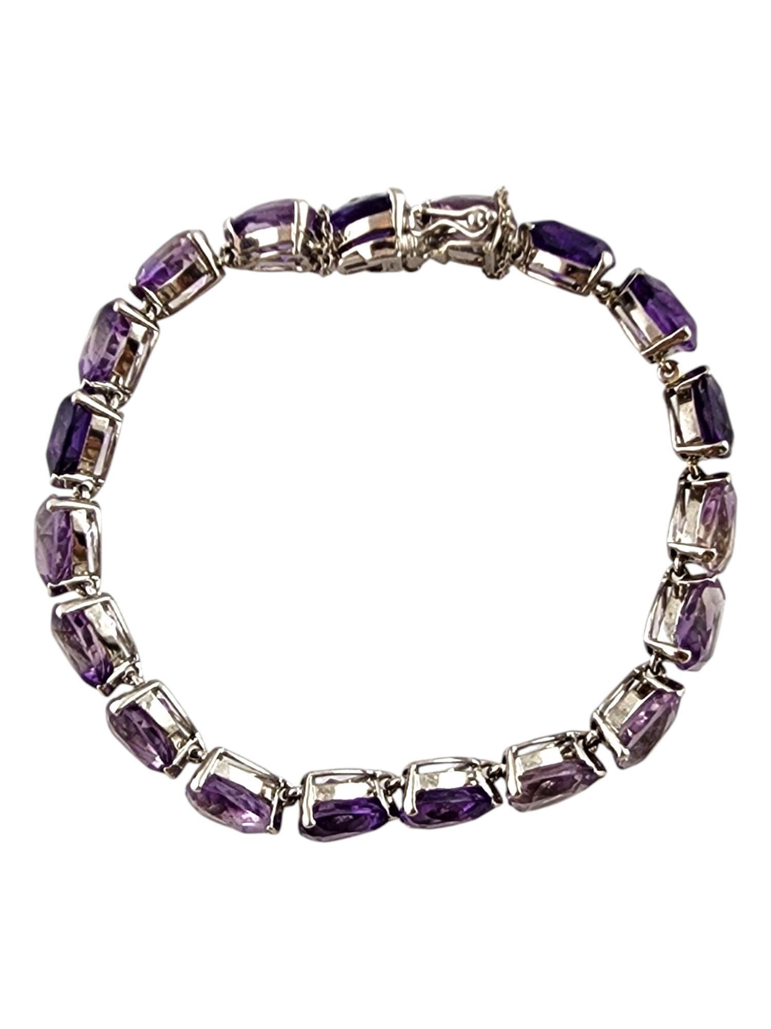Heart Cut Tiffany & Co 14 Karat White Gold Purple Amethyst Heart Tennis Bracelet #19785