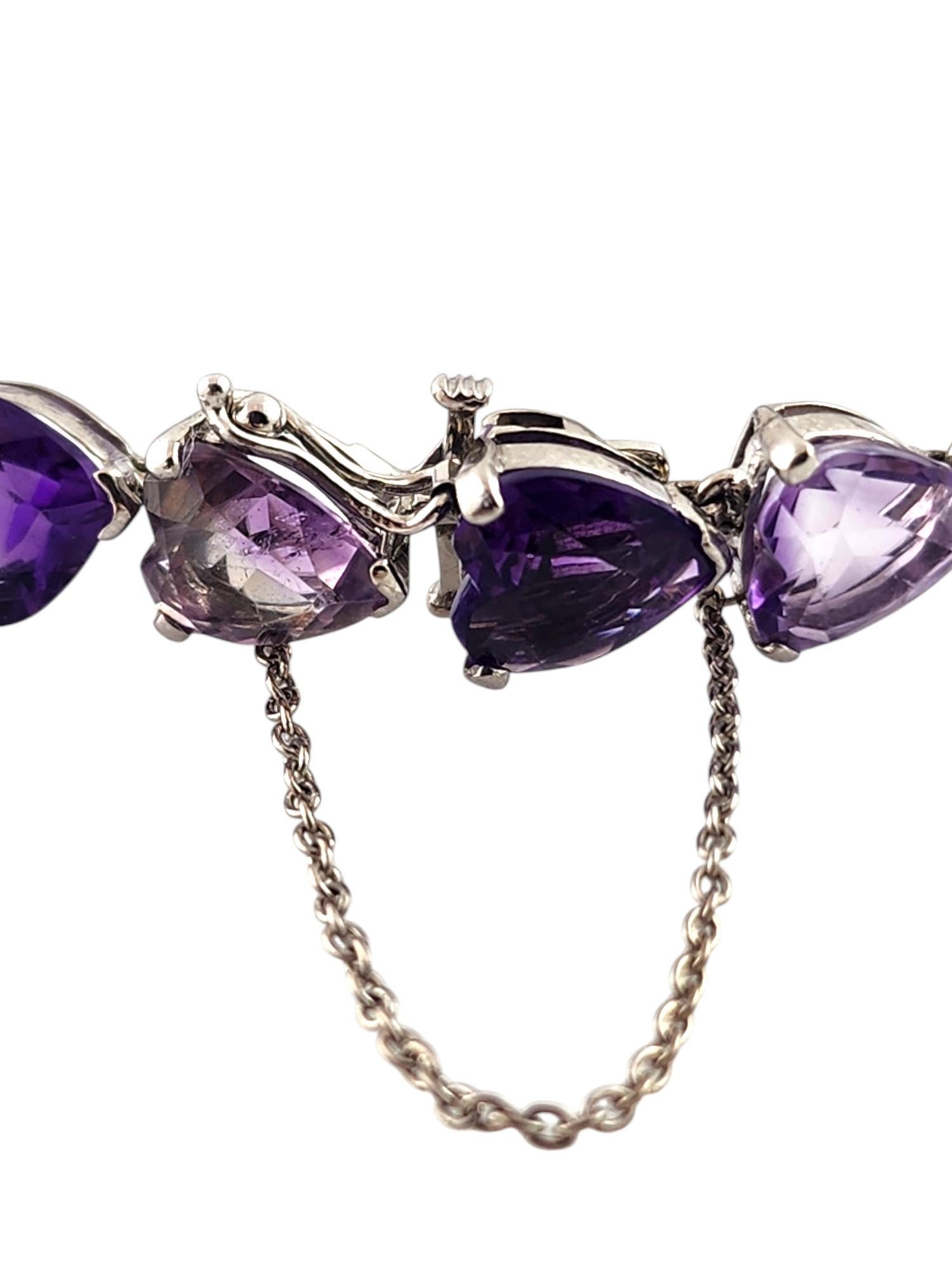 Women's Tiffany & Co 14 Karat White Gold Purple Amethyst Heart Tennis Bracelet #19785
