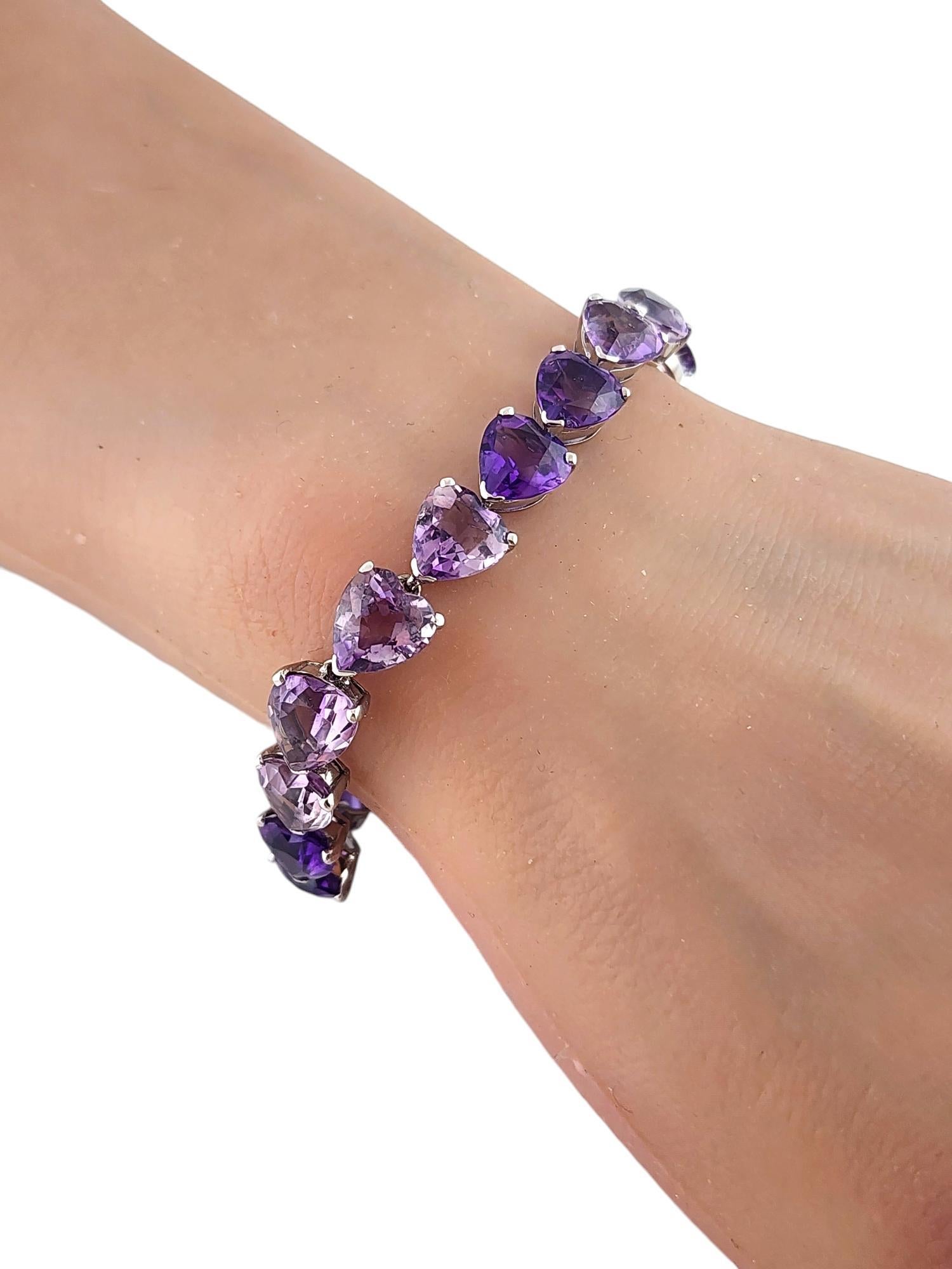Tiffany & Co 14 Karat White Gold Purple Amethyst Heart Tennis Bracelet #19785 2