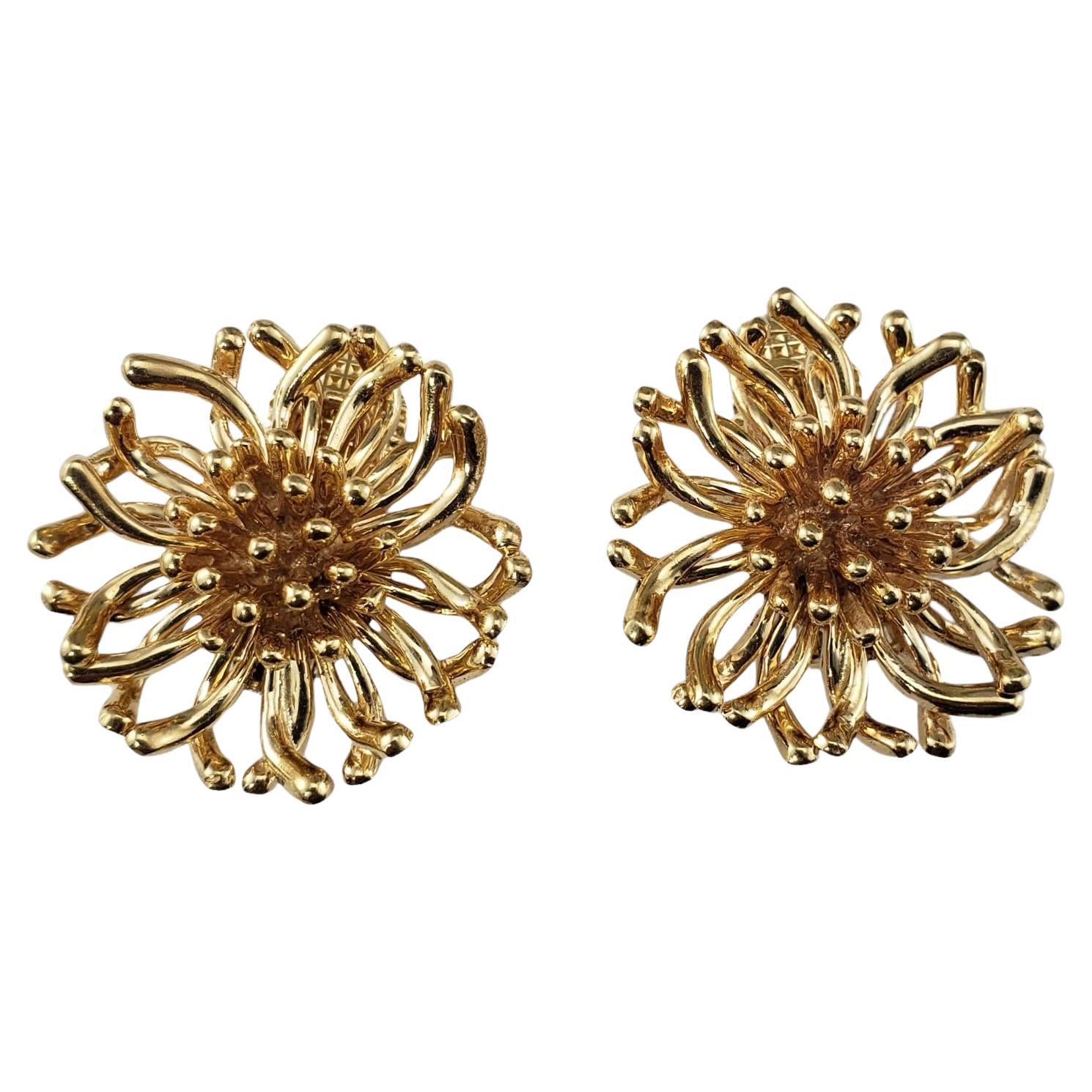 Tiffany & Co. 14 Karat Yellow Gold Anemone Clip-On Earrings #18644
