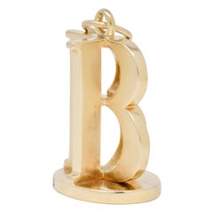 Tiffany & Co. 14 Karat Yellow Gold B Initial Vintage Retro Fob Pendant Charm