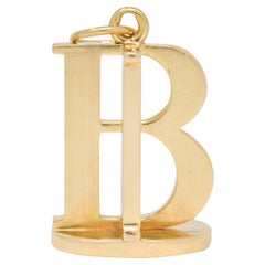 Tiffany & Co. 14 Karat Yellow Gold B Initial Vintage Retro Fob Pendant Charm