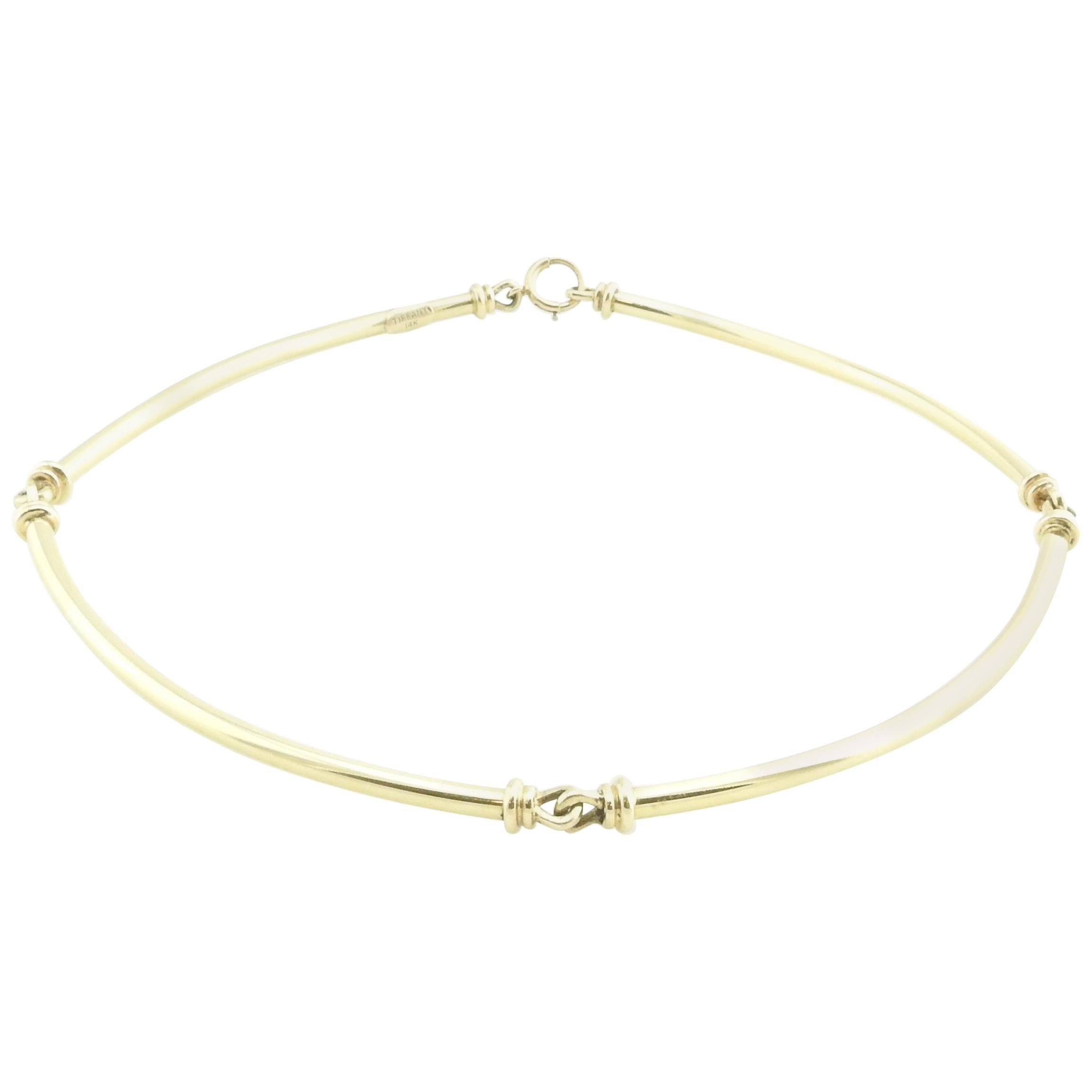 Tiffany & Co. 14 Karat Yellow Gold Bar Necklace Choker