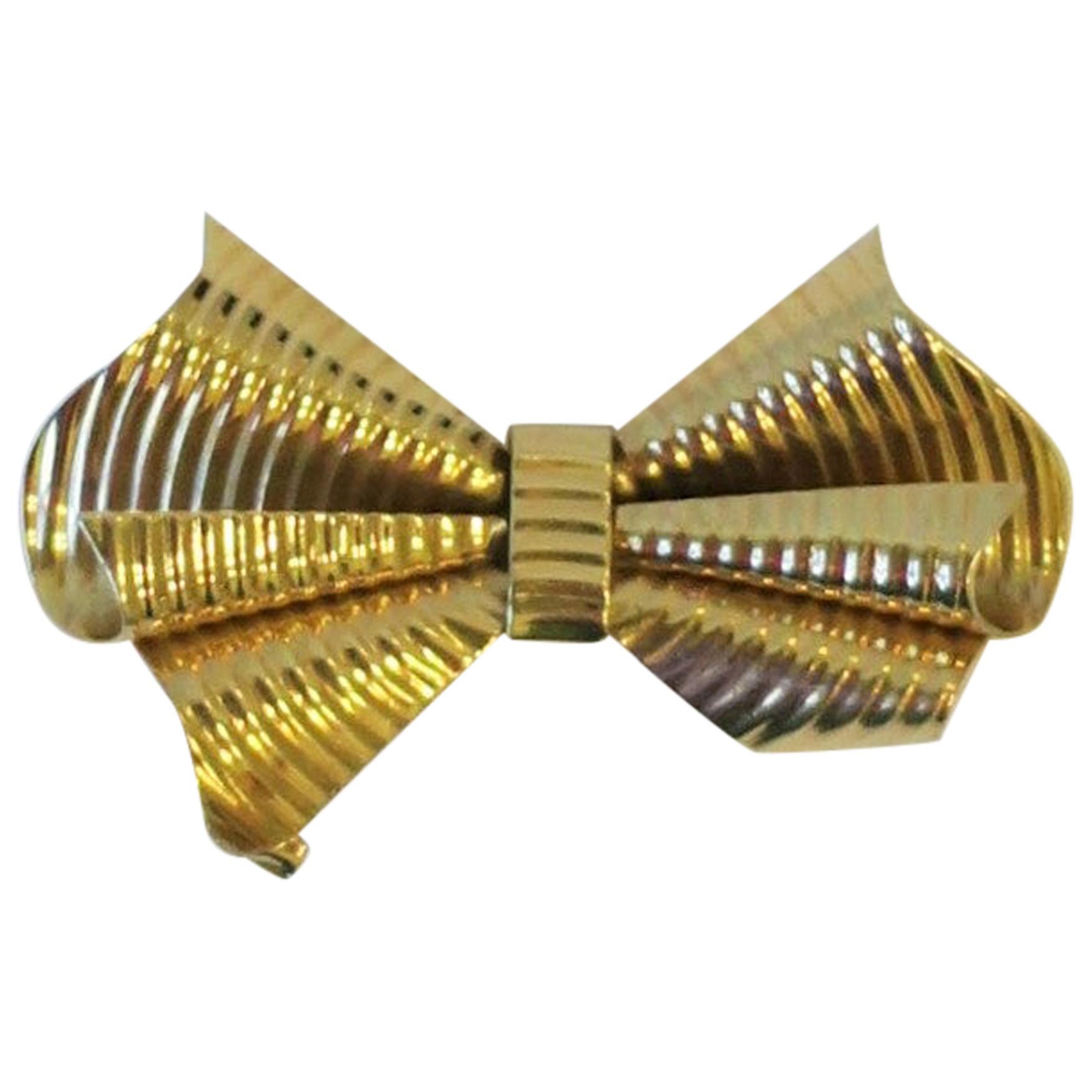 Tiffany & Co. 14-Karat Yellow Gold Bow Pin Brooch