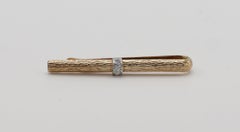 Tiffany & Co. 14 Karat Yellow Gold & Diamond Tie Clip