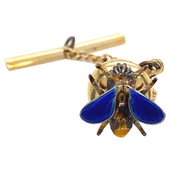 Tiffany & Co 14 Karat Yellow Gold Enamel Bee Insect Lapel Pin, Circa 1950