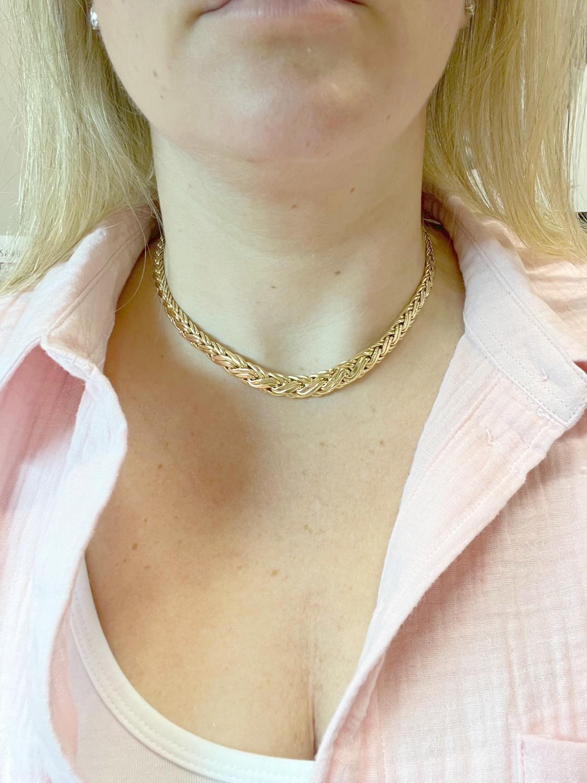 Tiffany & Co. 14 Karat Yellow Gold Graduated Woven Necklace In Excellent Condition In  Baltimore, MD