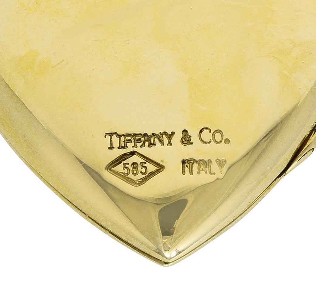 Contemporary Tiffany & Co. 14 Karat Yellow Gold Heart Locket Vintage Pendant