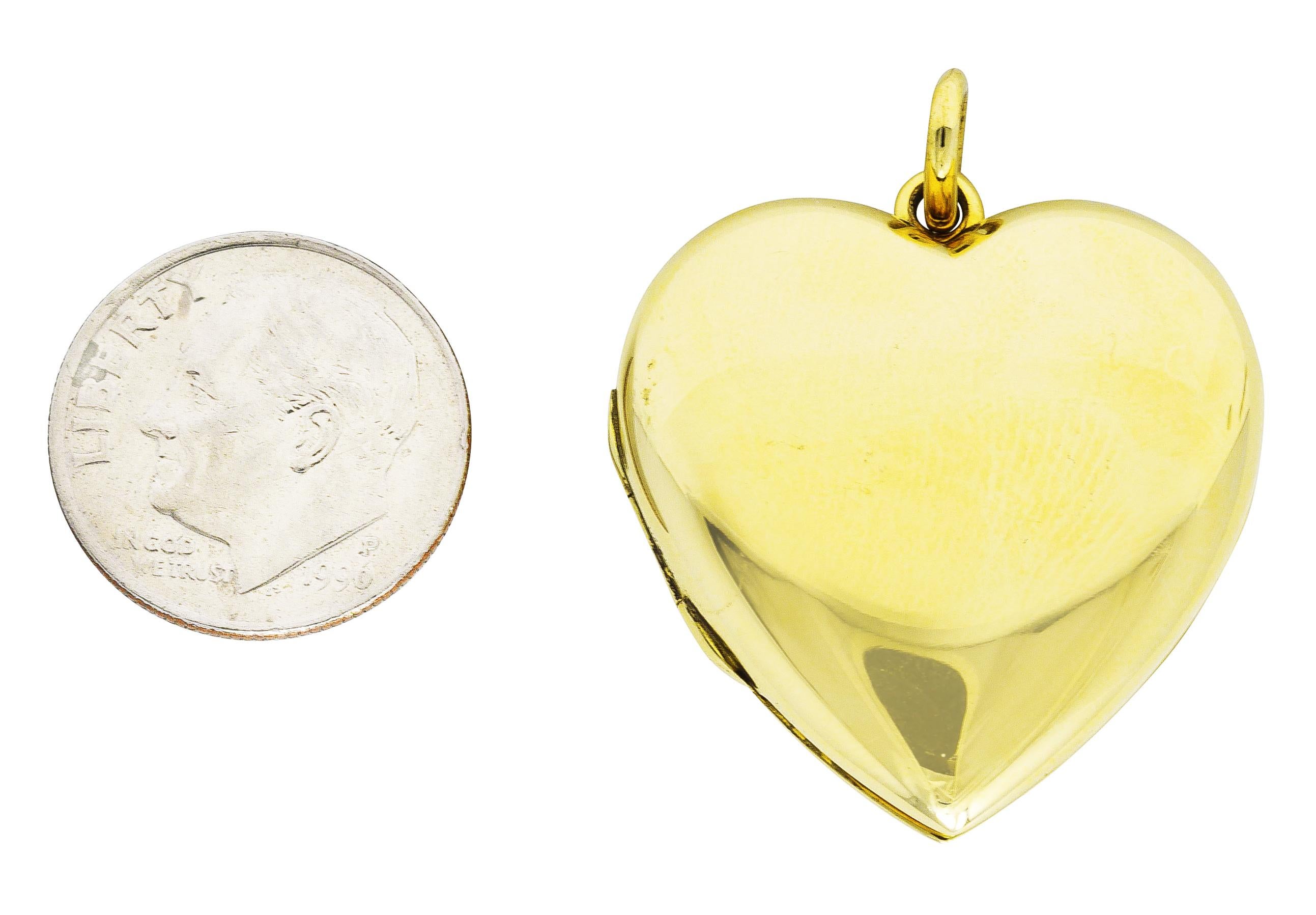 Tiffany & Co. 14 Karat Yellow Gold Heart Locket Vintage Pendant In Excellent Condition In Philadelphia, PA