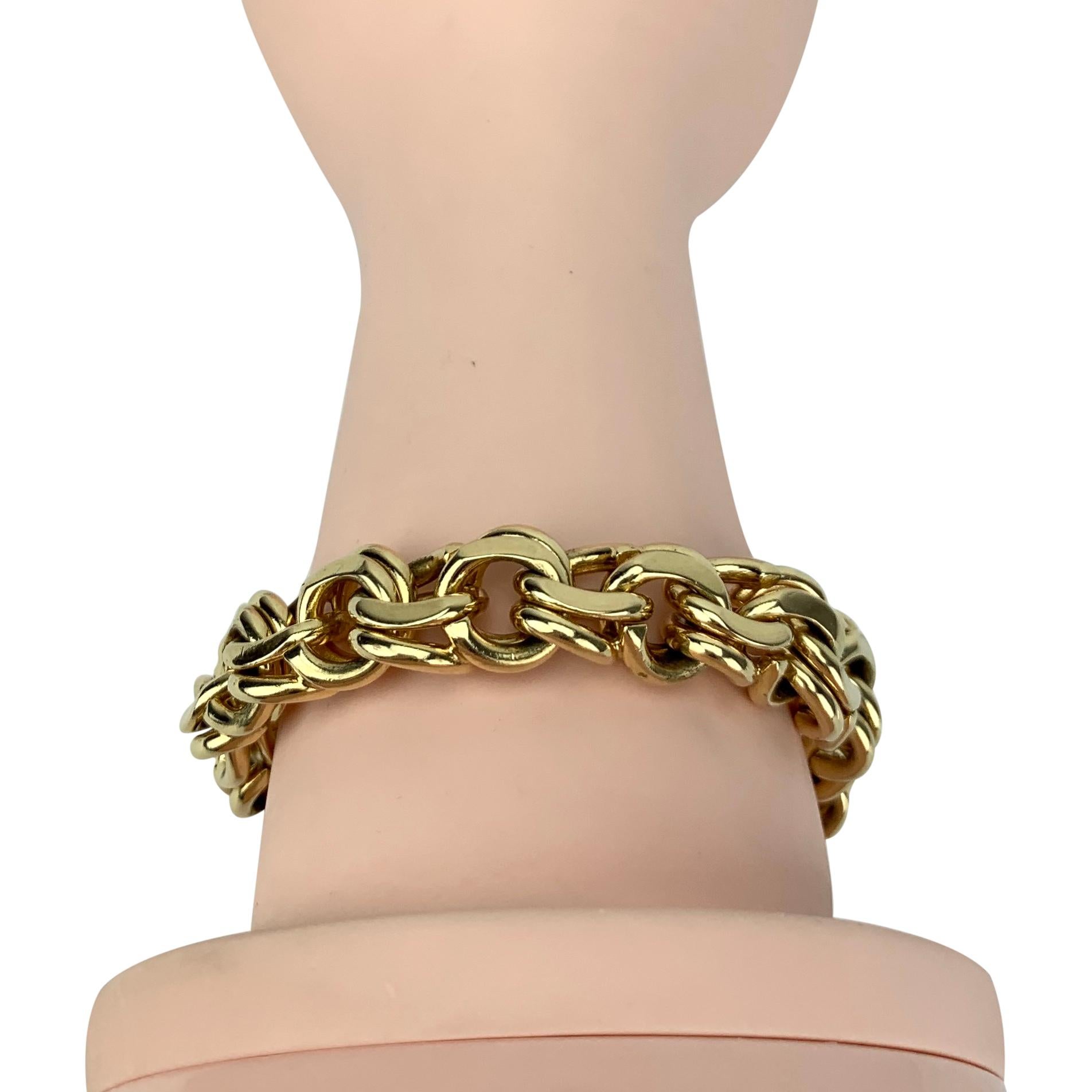 Tiffany & Co. 14 Karat Yellow Gold Heavy Double Circle Link Charm Bracelet 2