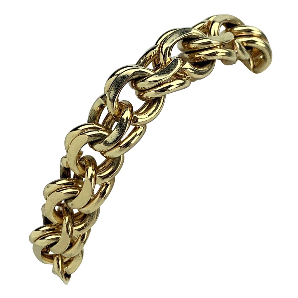 Tiffany & Co. 14 Karat Yellow Gold Heavy Double Circle Link Charm Bracelet