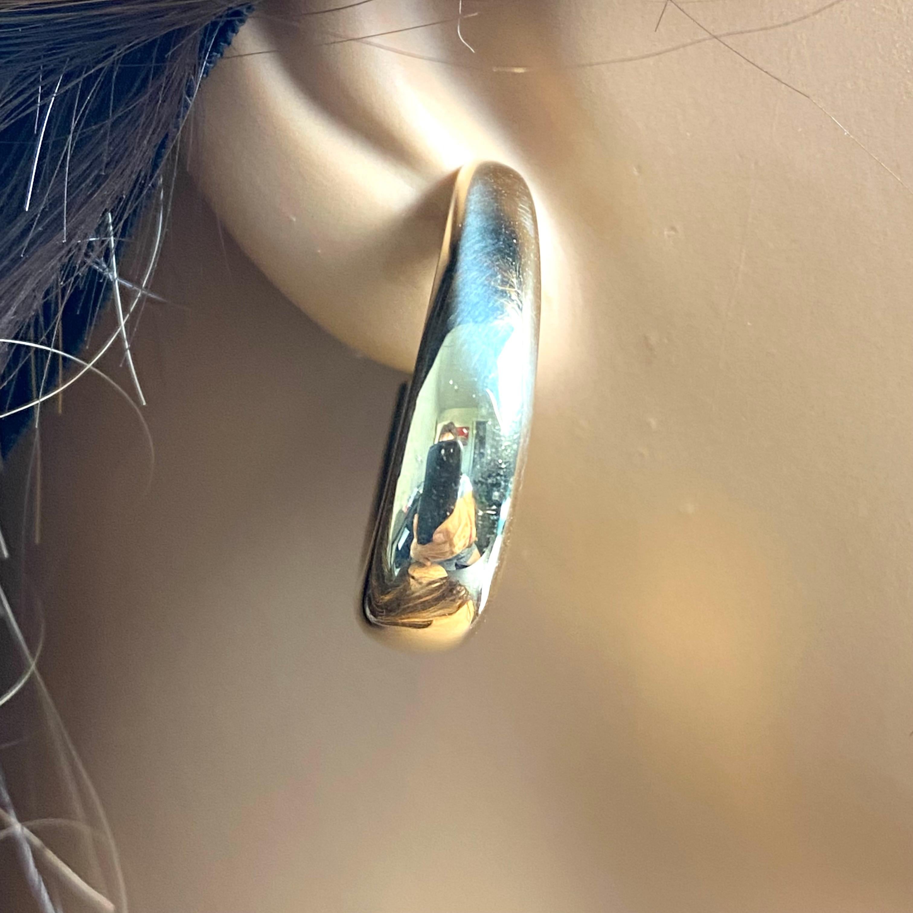 Women's Tiffany Co 14 Karat Yellow Gold Hoop Earrings 1.25 Inch Long 