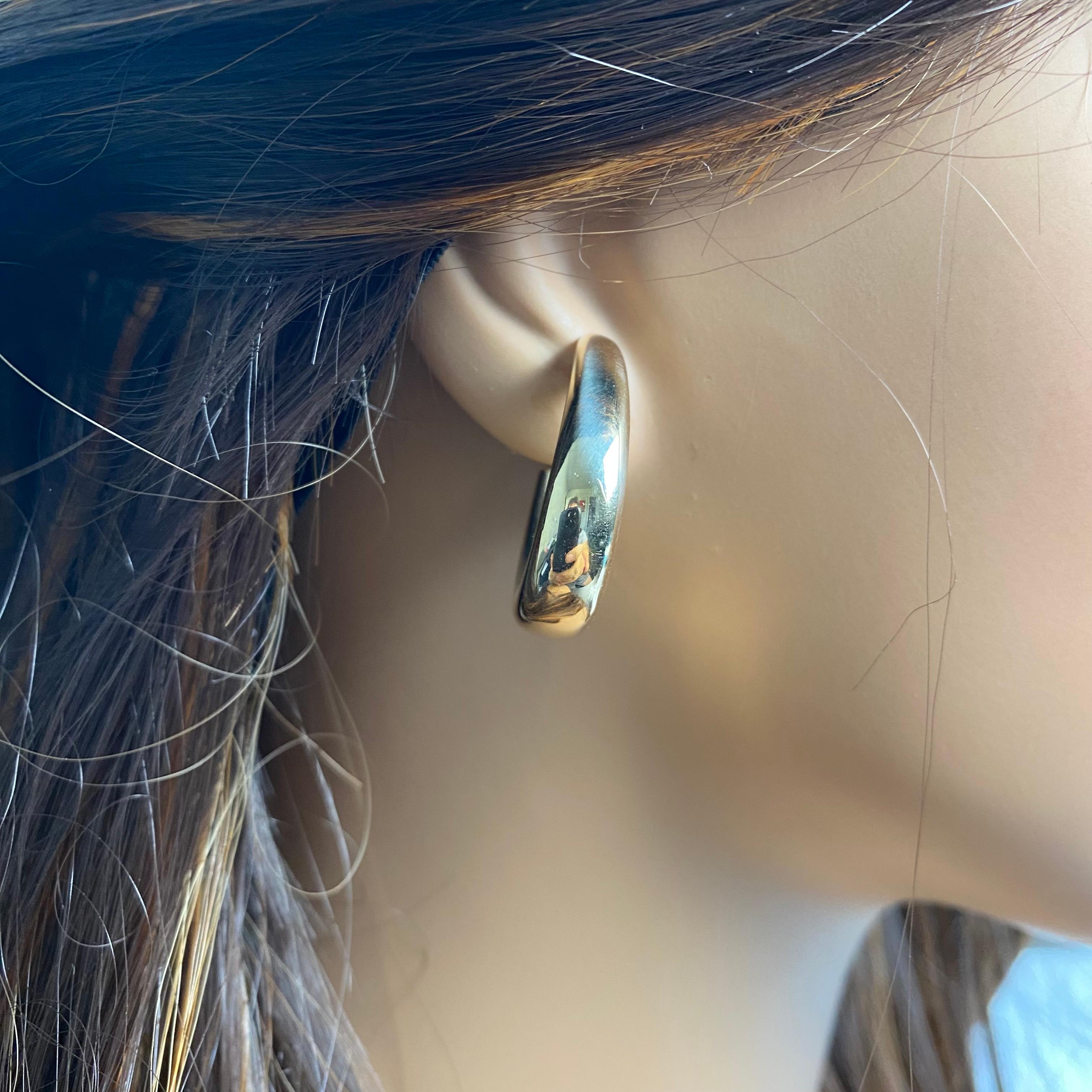 Tiffany Co 14 Karat Yellow Gold Hoop Earrings 1.25 Inch Long  2