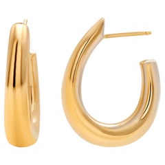 Tiffany Co 14 Karat Yellow Gold Hoop Earrings 1.25 Inch Long 