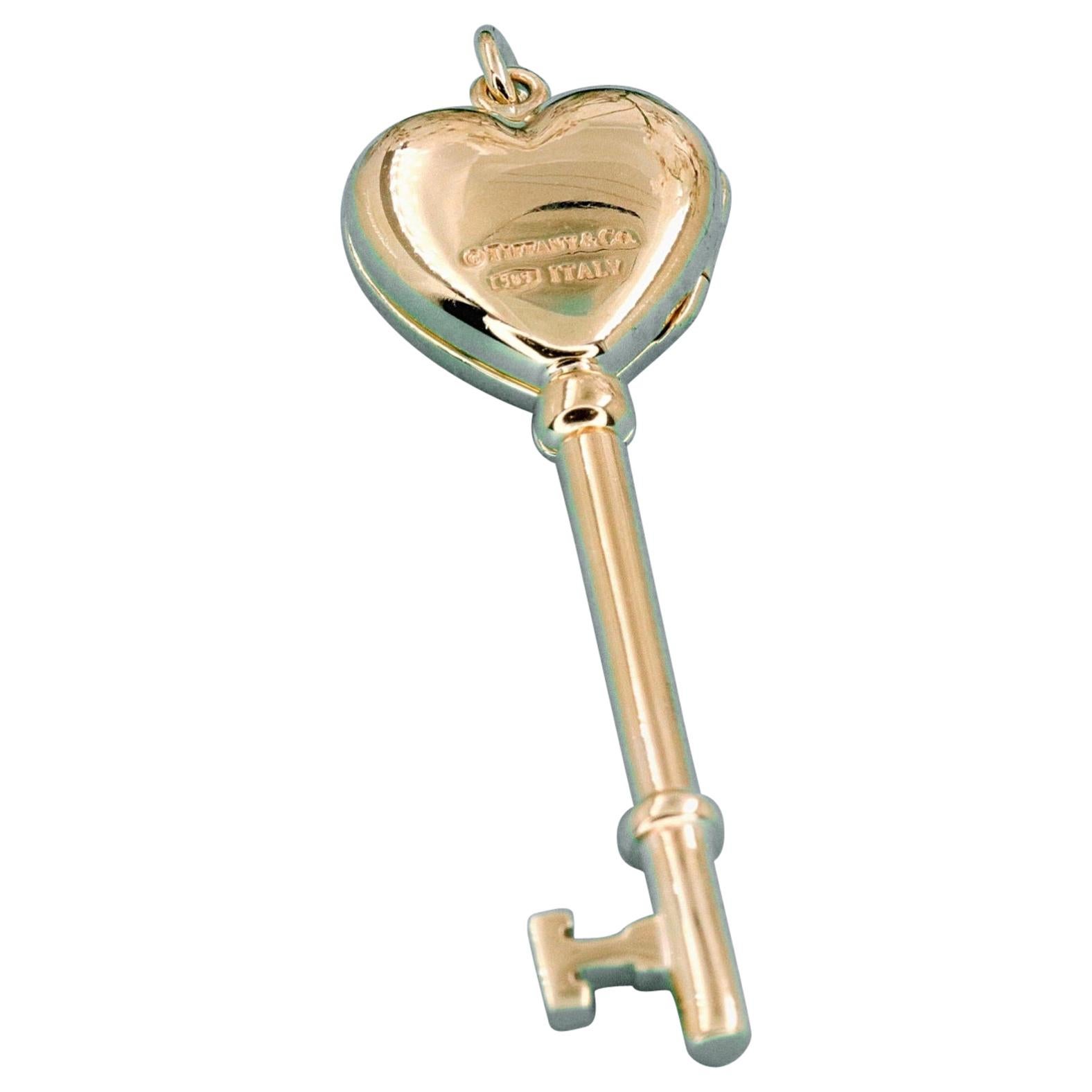Tiffany & Co. 14 Karat Yellow Gold Key Heart Locket Pendant