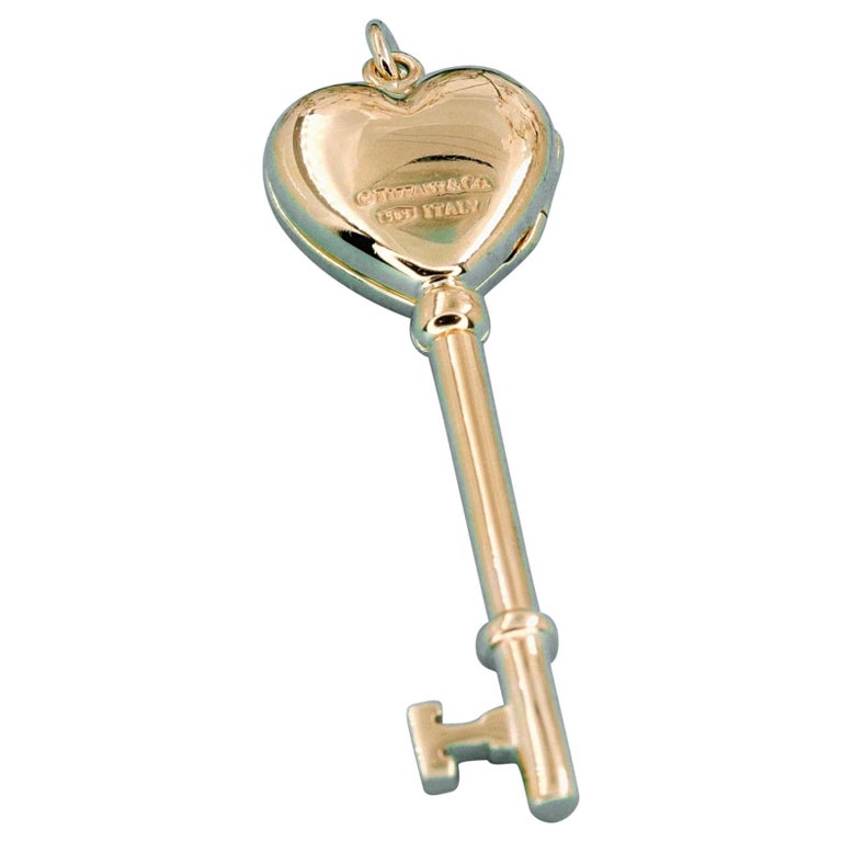 Tiffany and Co. 14 Karat Yellow Gold Key Heart Locket Pendant at