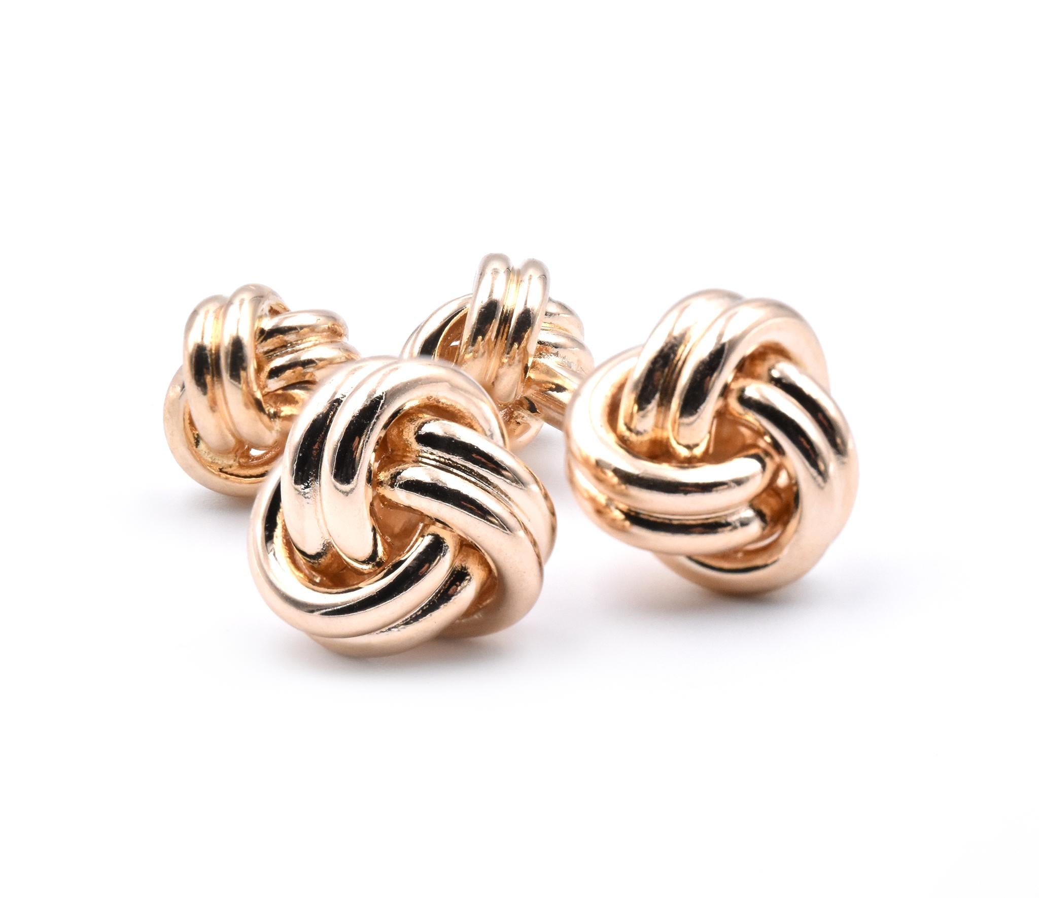 Designer: Tiffany & Co.
Material: 14K yellow gold
Dimensions: cufflinks measure 13mm wide
Weight: 20.49 grams