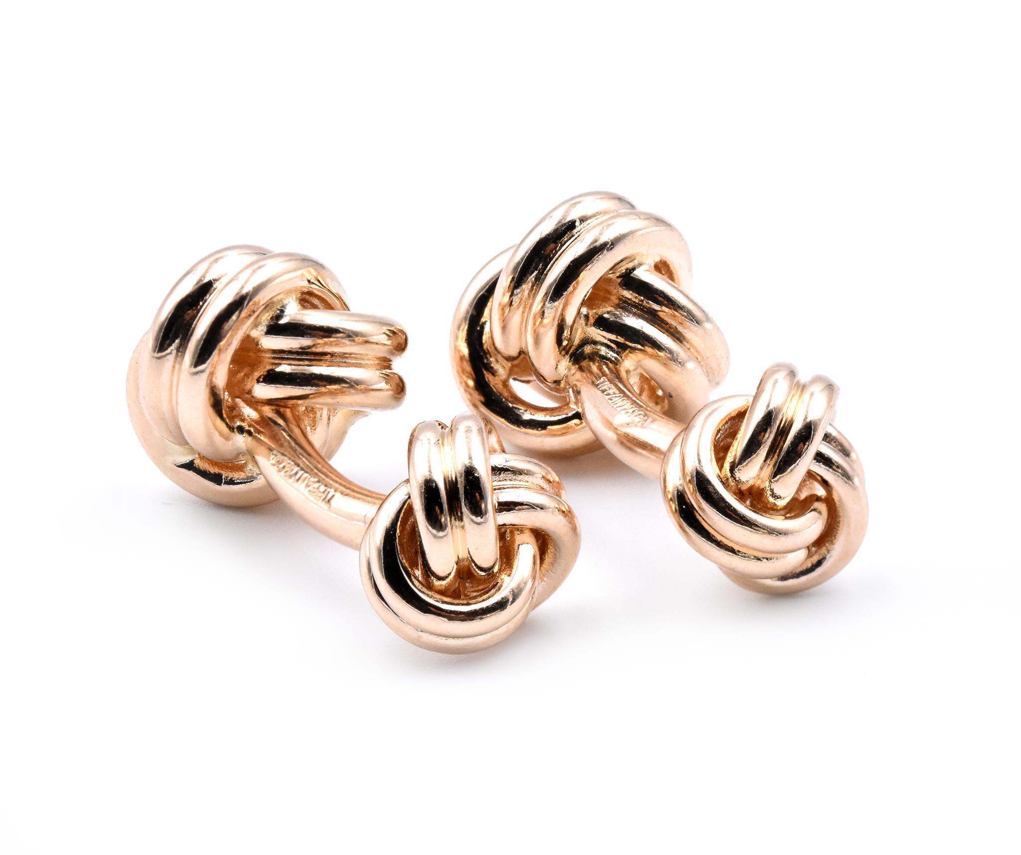 Tiffany & Co. 14 Karat Yellow Gold Knot Cufflinks In Excellent Condition In Scottsdale, AZ