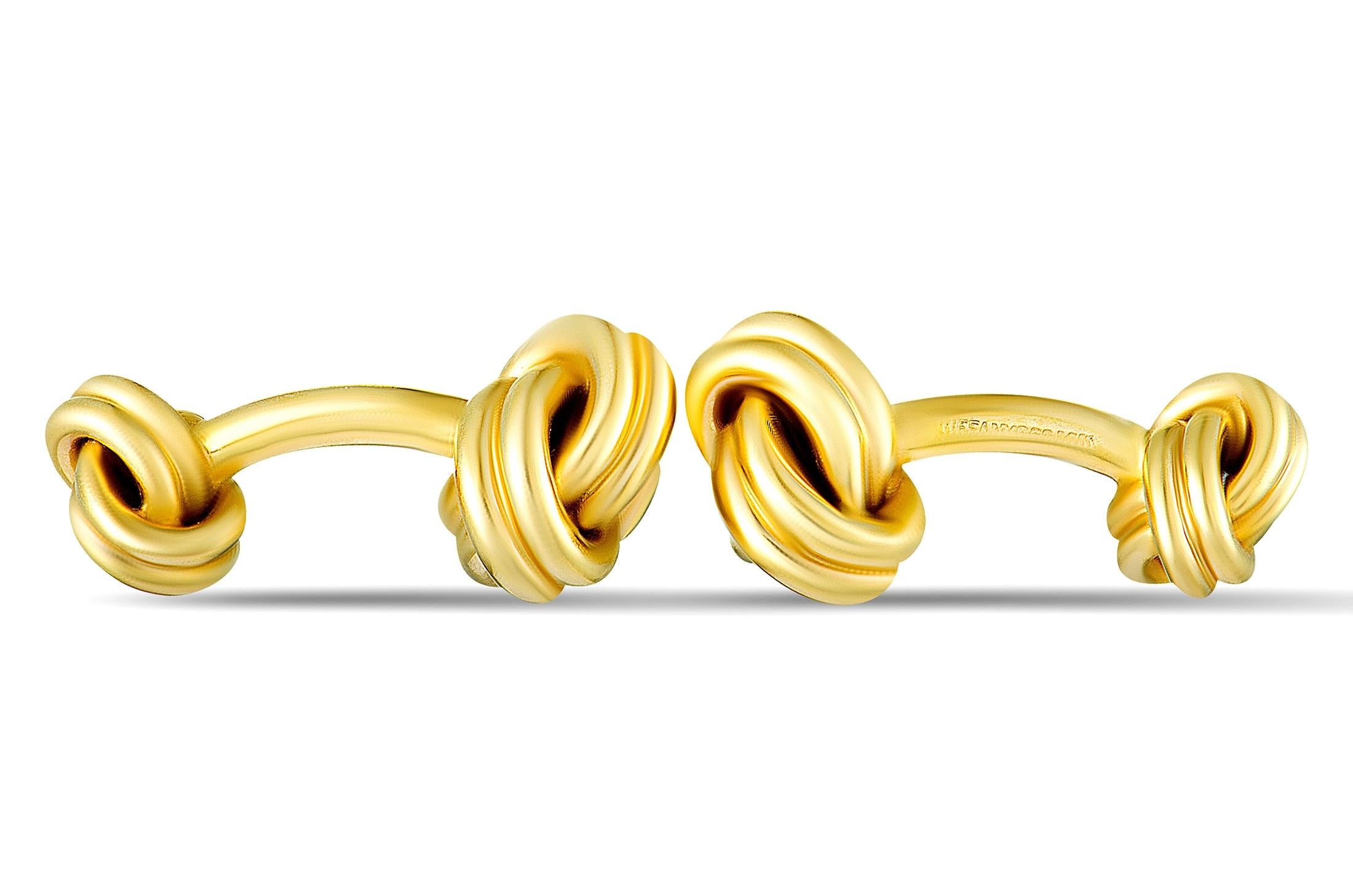 Tiffany & Co. 14 Karat Yellow Gold Knotted Cufflinks In Excellent Condition In Southampton, PA