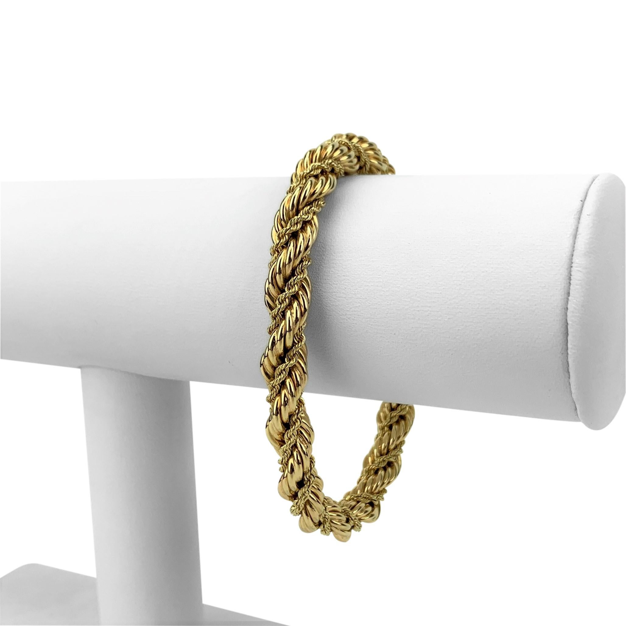 Tiffany & Co. 14k Yellow Gold 27.2g Ladies Fancy Rope Twist Bracelet 7.5