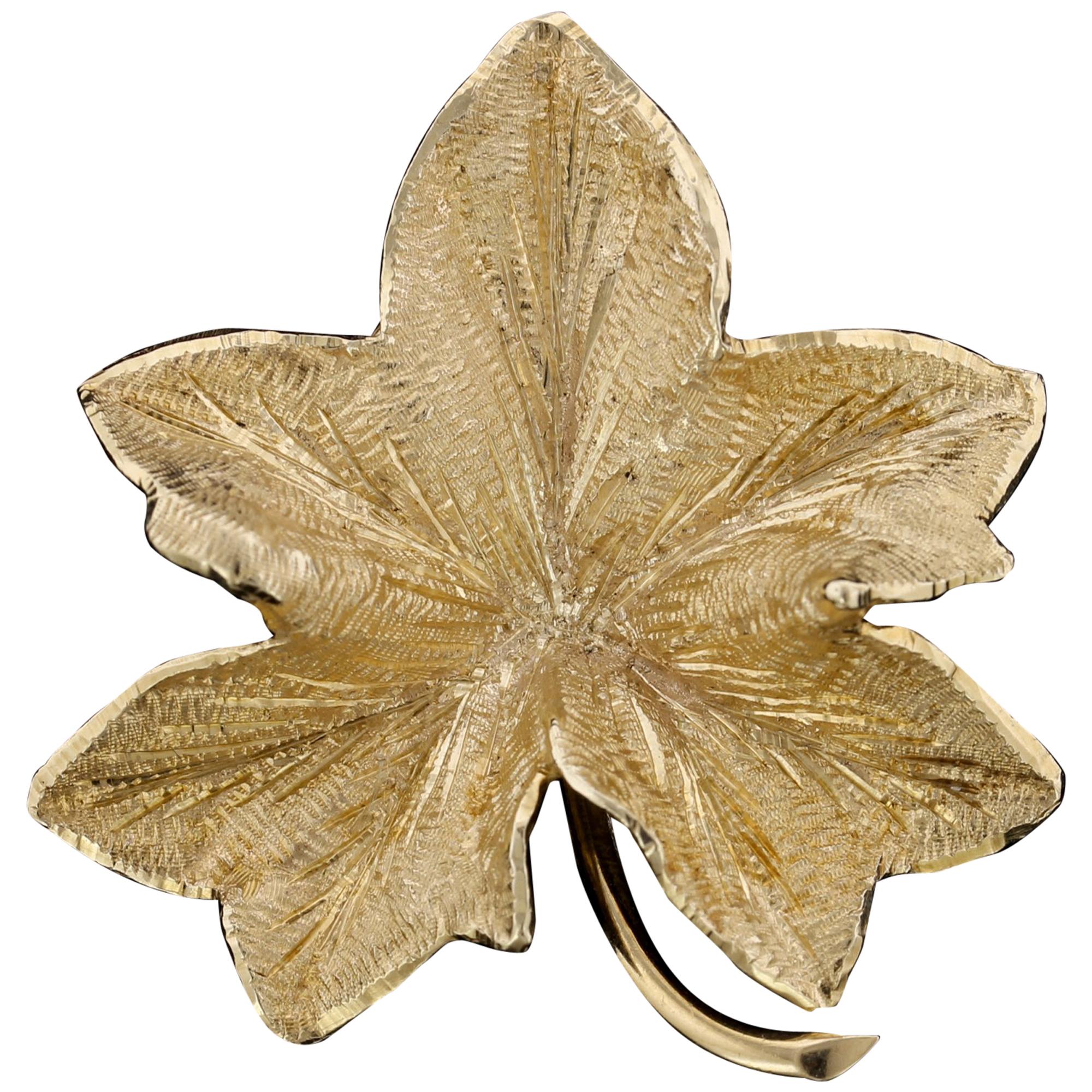 Tiffany & Co. 14 Karat Yellow Gold Leaf Brooch