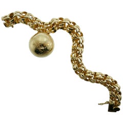 Tiffany & Co. 14 Karat Yellow Gold Link Bracelet with Globe Charm Vintage