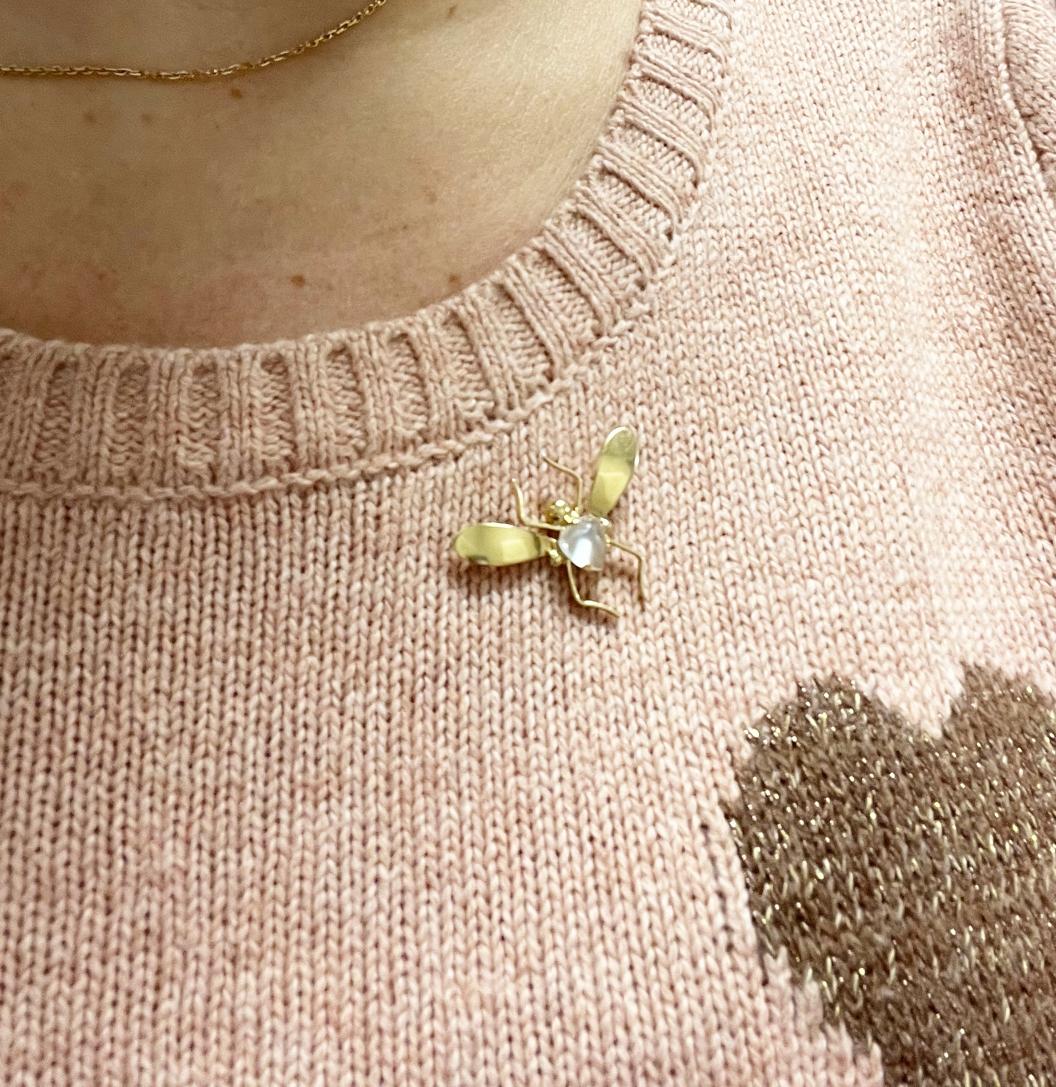 Tiffany & Co. 14 Karat Yellow Gold Moonstone Butterfly Pin Brooch 3