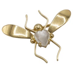 Tiffany & Co. 14 Karat Yellow Gold Moonstone Butterfly Pin Brooch