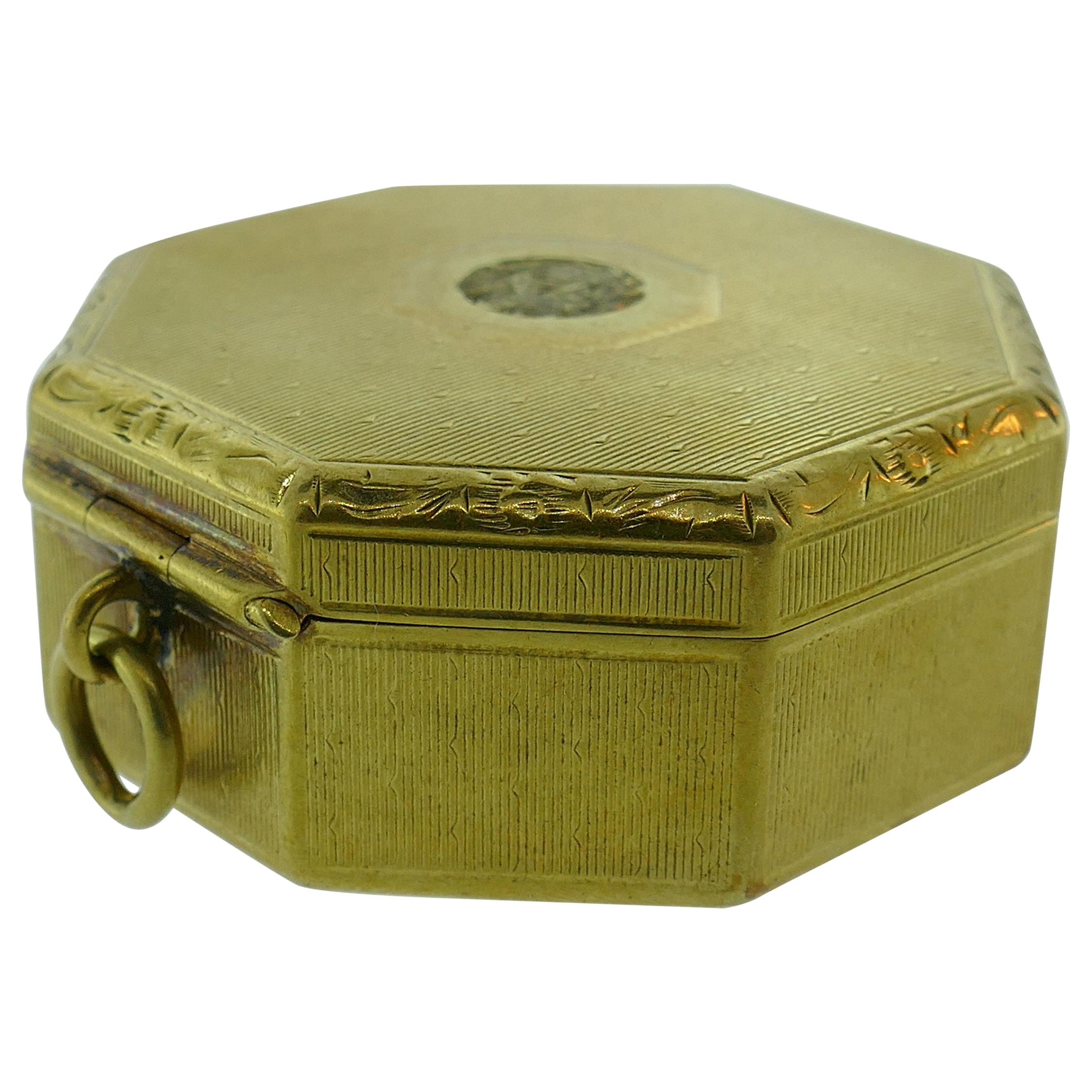 Tiffany & Co. 14 Karat Yellow Gold Pill Box Mirror Pendant circa 1900s Rare