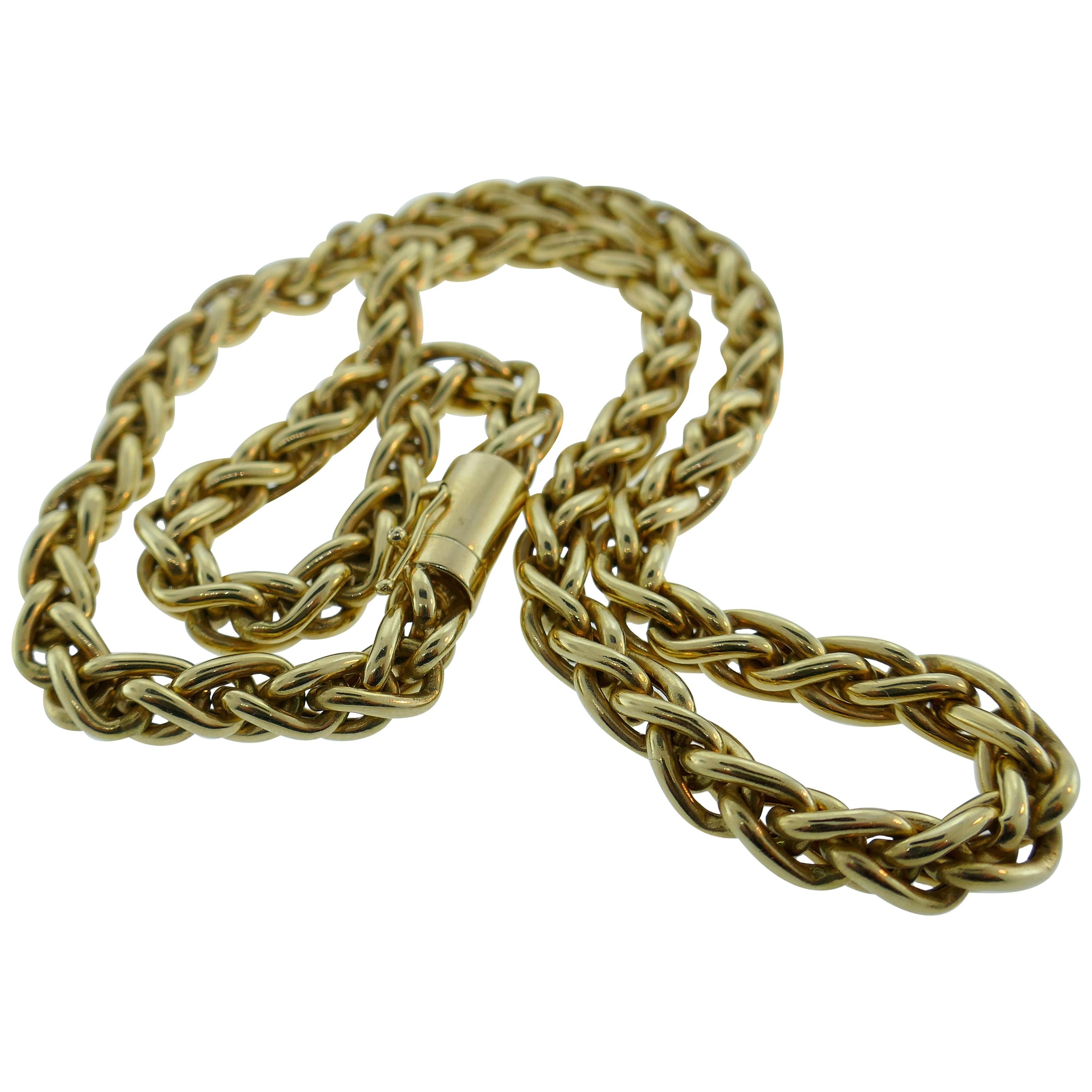 Tiffany & Co. 14 Karat Yellow Gold Rope Chain Necklace Vintage