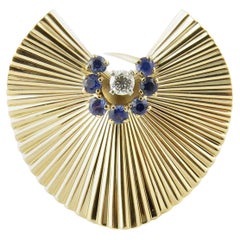 Tiffany 
Co. 14 Karat Yellow Gold Sapphire and Diamond Brooch