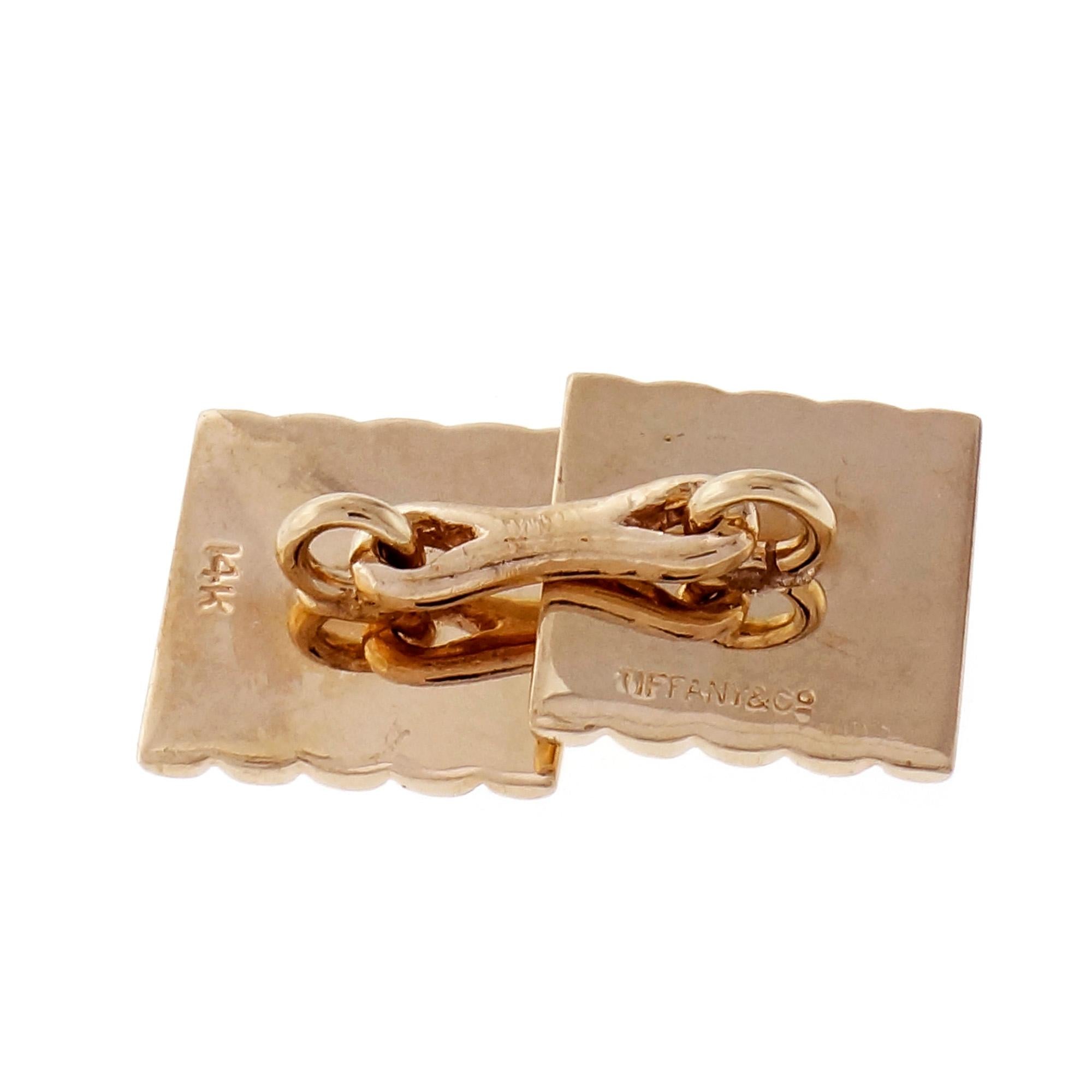 Tiffany & Co. 14 Karat Yellow Gold Square Cufflinks In Good Condition In Stamford, CT