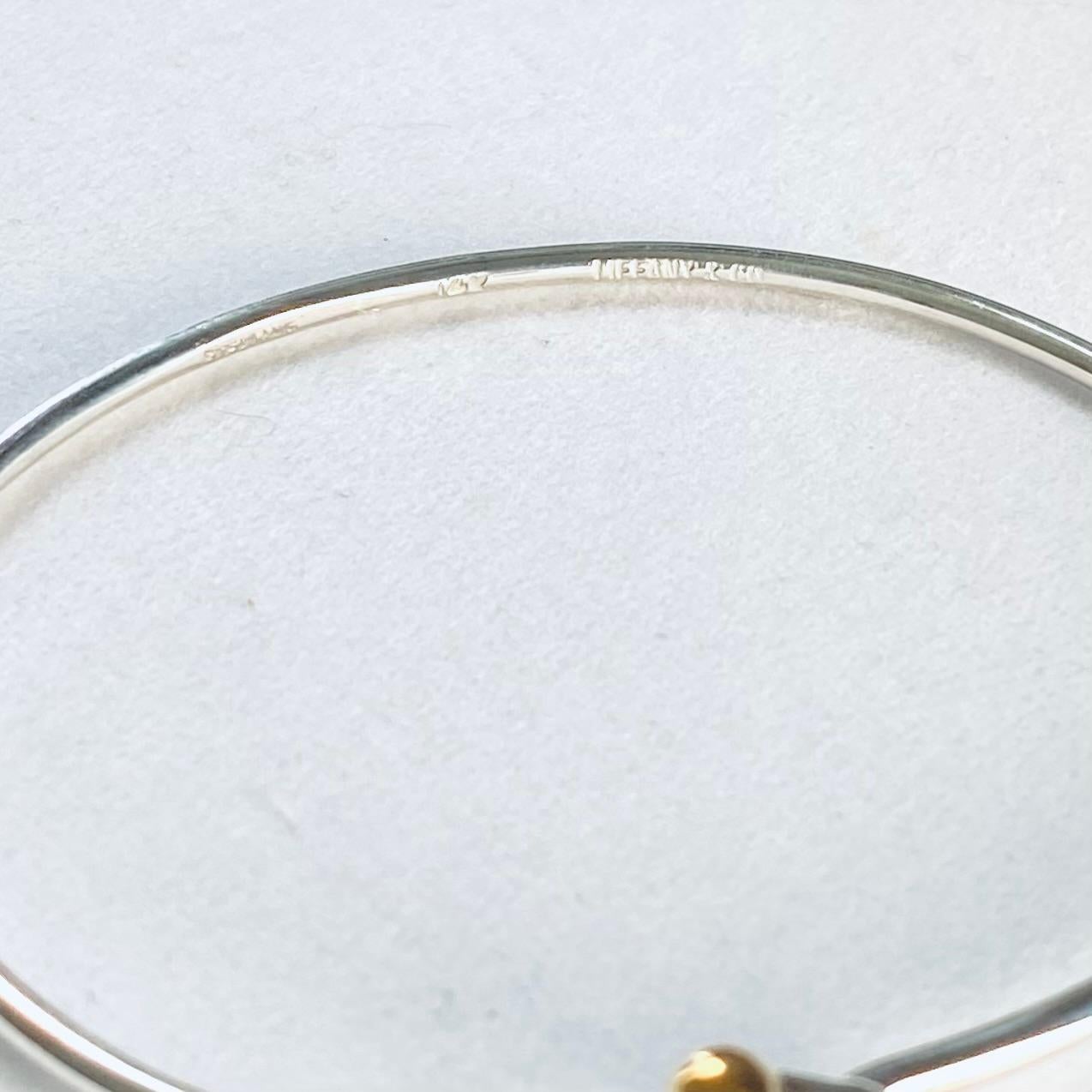 Tiffany Co 14 Karat Yellow Gold Sterling Silver Wire Hook Bracelet 3