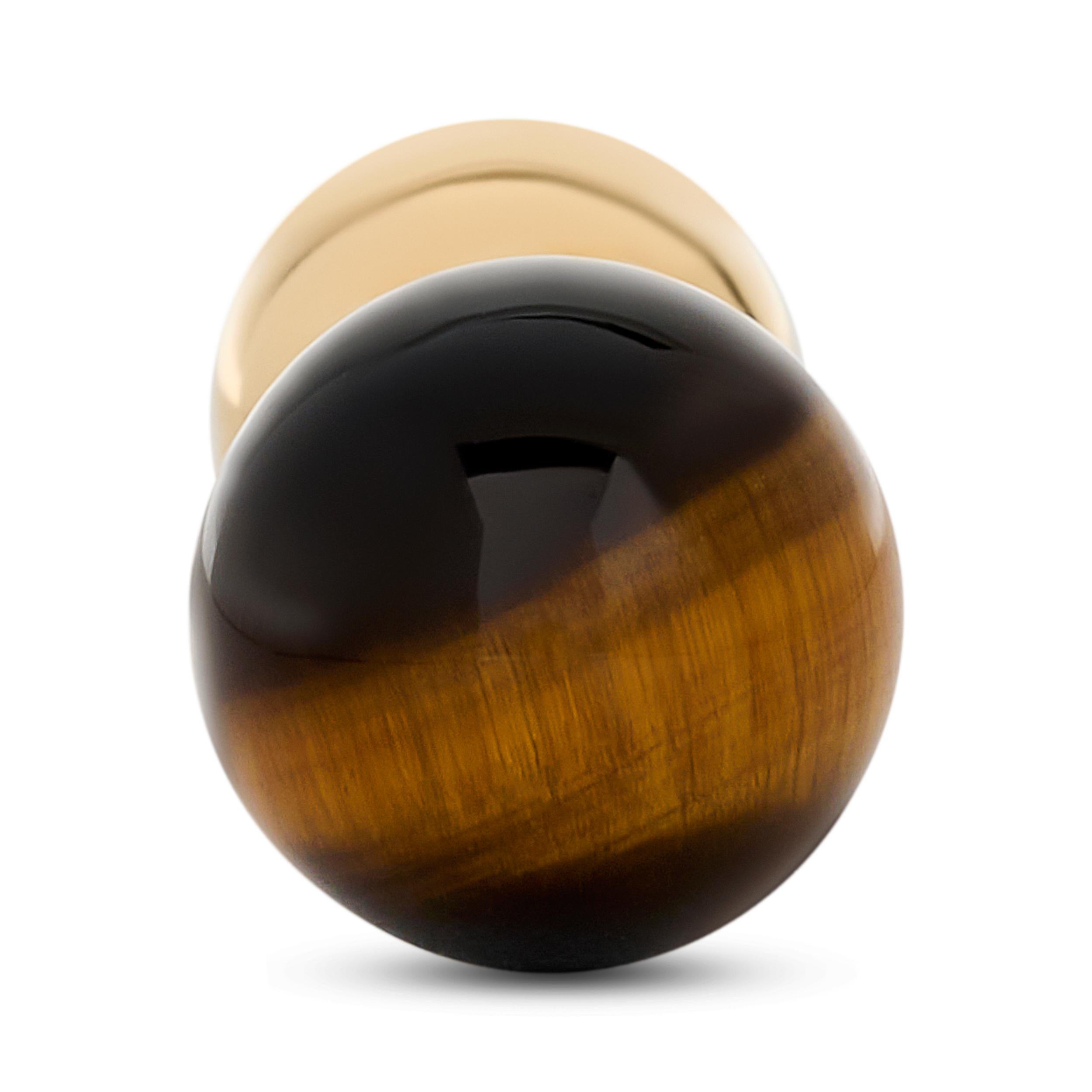 Tiffany & Co. Boutons de manchette en or jaune 14 carats avec œil de tigre Excellent état - En vente à Philadelphia, PA