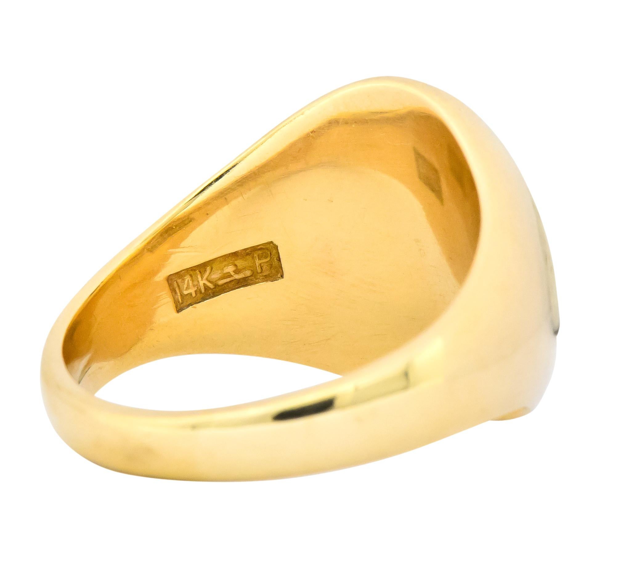 Tiffany & Co. Vintage 14 Karat Gold Unisex Zodiac Cancer Signet Ring 2