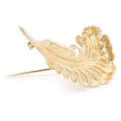 Tiffany & Co. 14 Karat Yellow Gold Vintage Feather Pin