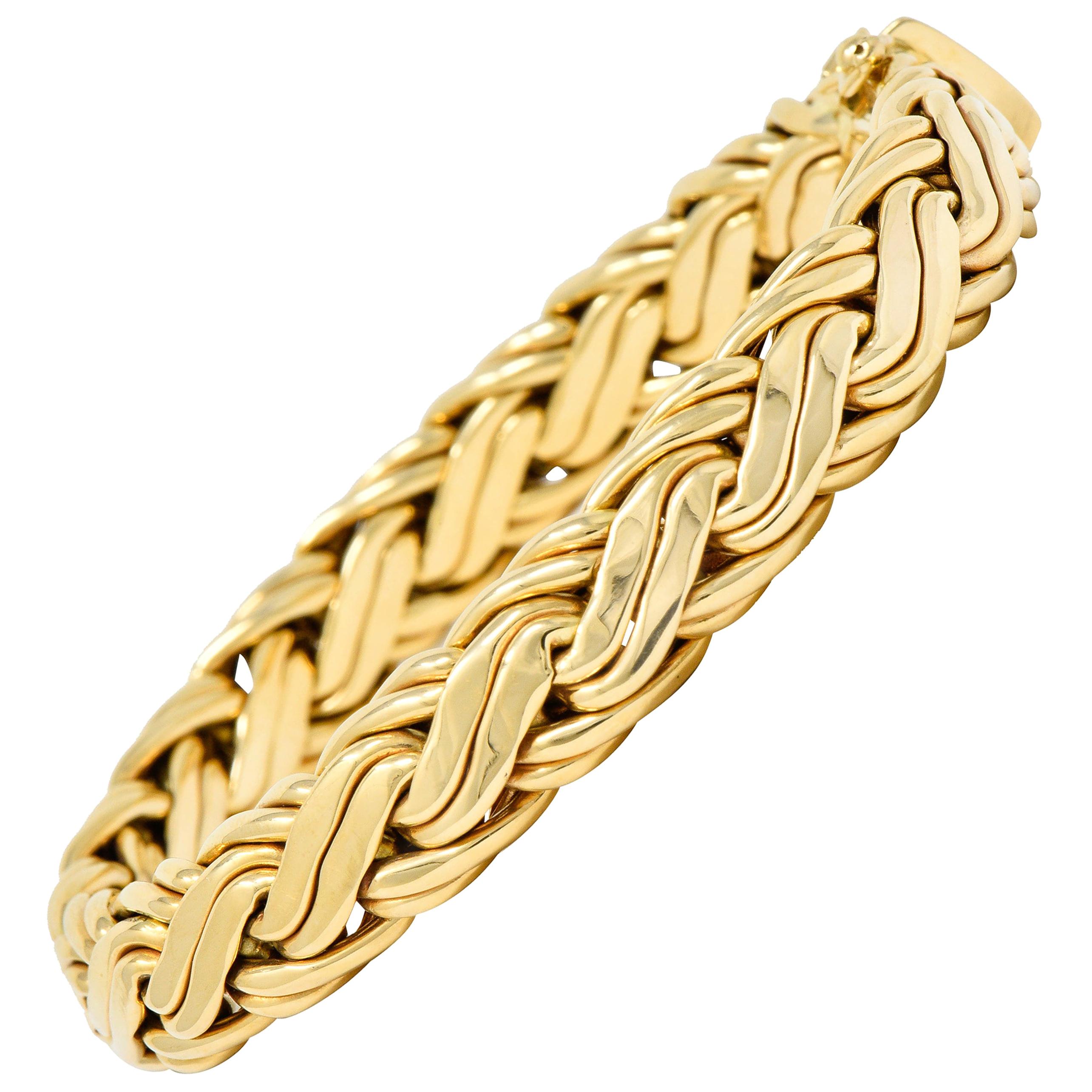 Tiffany & Co. 14 Karat Yellow Gold Woven Chain Bracelet, circa 1970