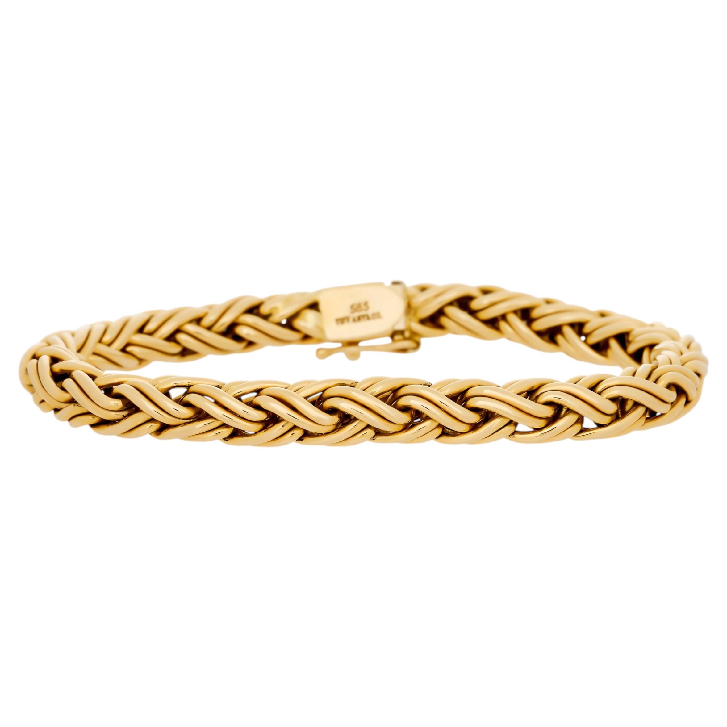 Tiffany & Co. 14 Karat Yellow Gold Woven Wheat Link Bracelet