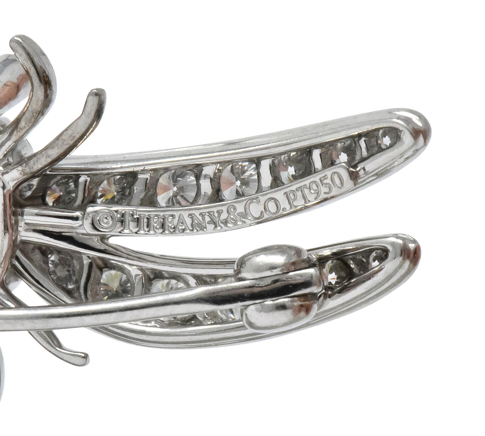 Modern Tiffany & Co. 1.40 Carat Diamond Platinum Tiffany Enchanted Dragonfly Pedant Pin