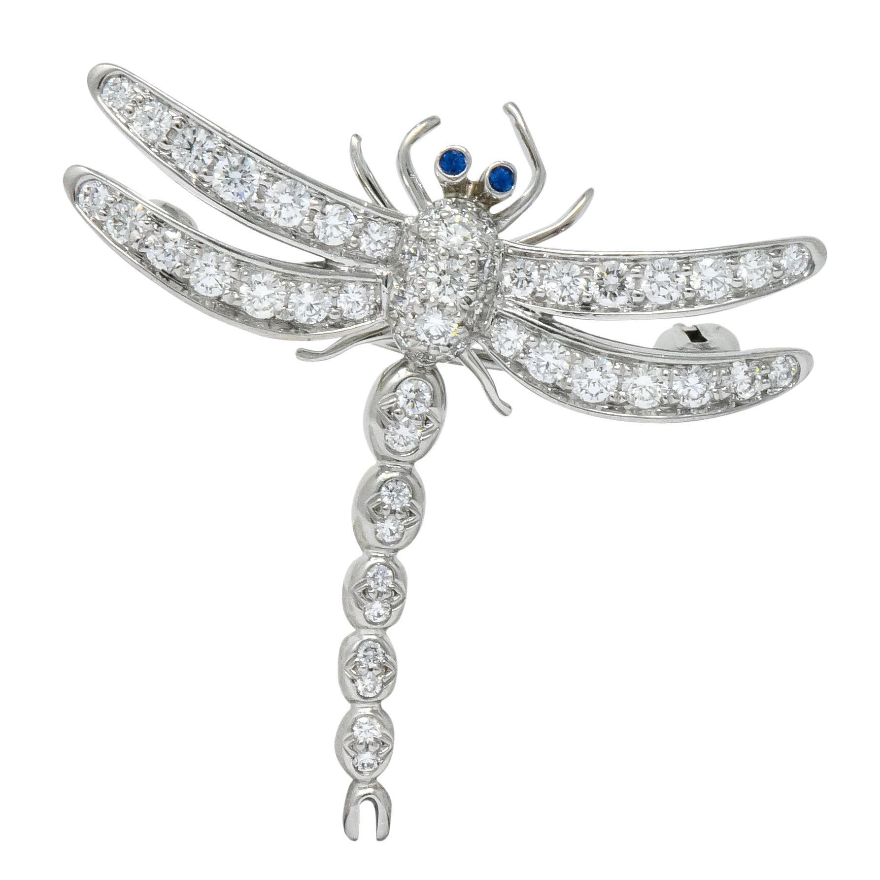 Tiffany & Co. 1.40 Carat Diamond Platinum Tiffany Enchanted Dragonfly Pedant Pin