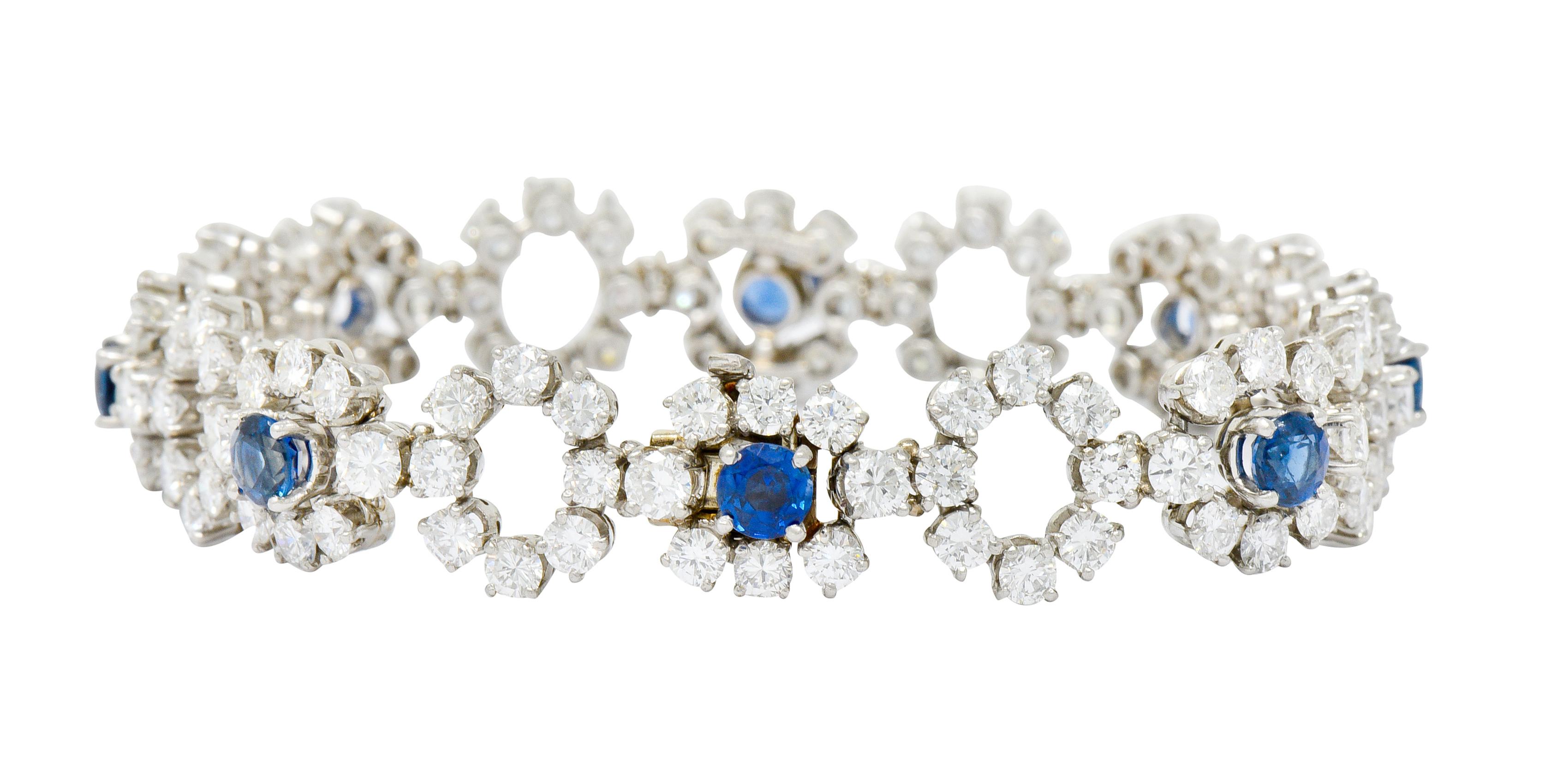 Tiffany & Co. 14.16 Carat Diamond Sapphire Platinum Cluster Link Bracelet 3