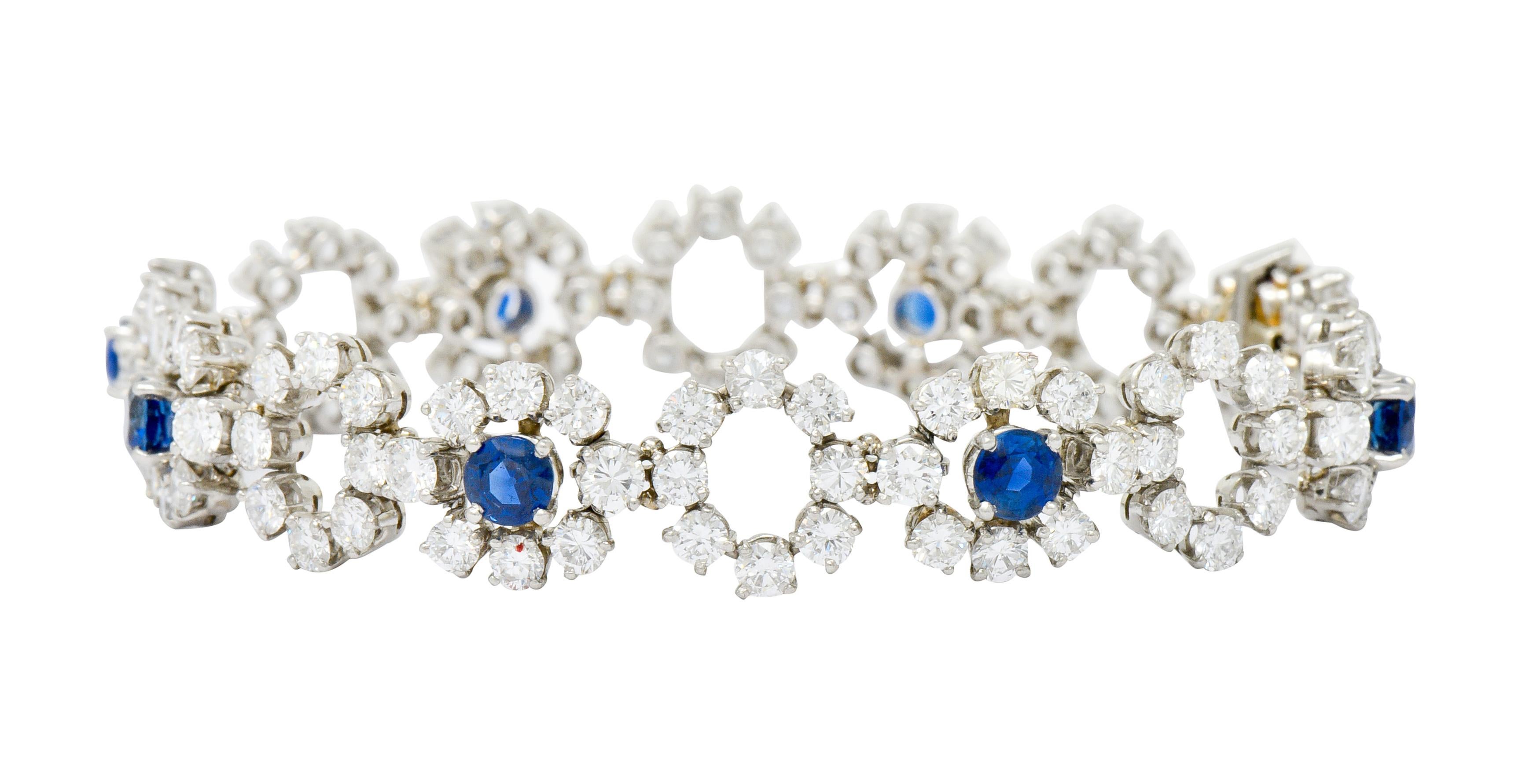 Tiffany & Co. 14.16 Carat Diamond Sapphire Platinum Cluster Link Bracelet 4