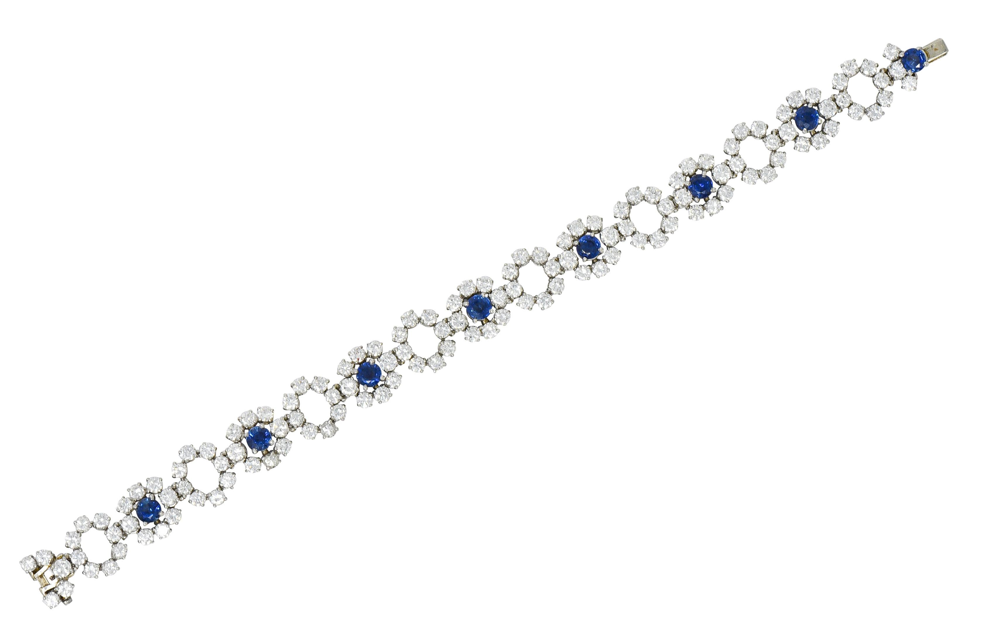 Tiffany & Co. 14.16 Carat Diamond Sapphire Platinum Cluster Link Bracelet 5