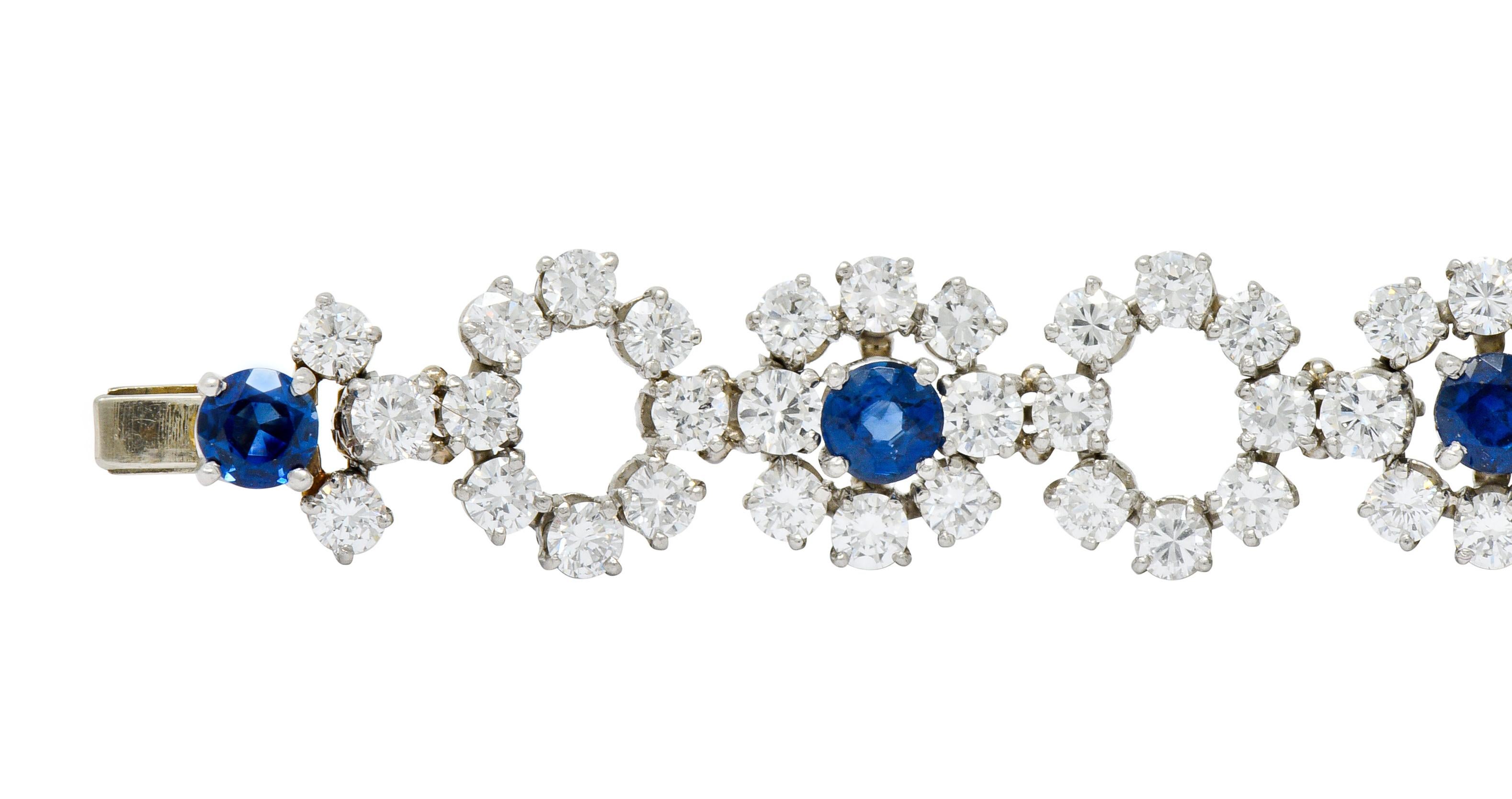 Contemporary Tiffany & Co. 14.16 Carat Diamond Sapphire Platinum Cluster Link Bracelet