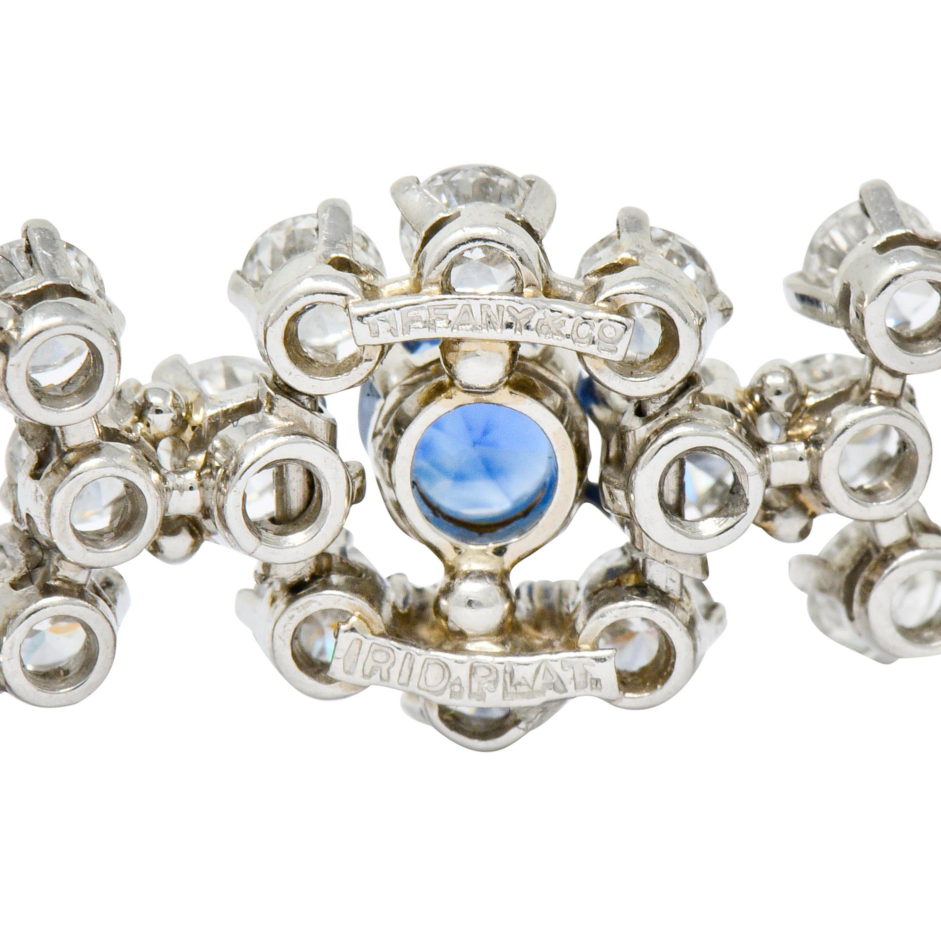 Tiffany & Co. 14.16 Carat Diamond Sapphire Platinum Cluster Link Bracelet 1