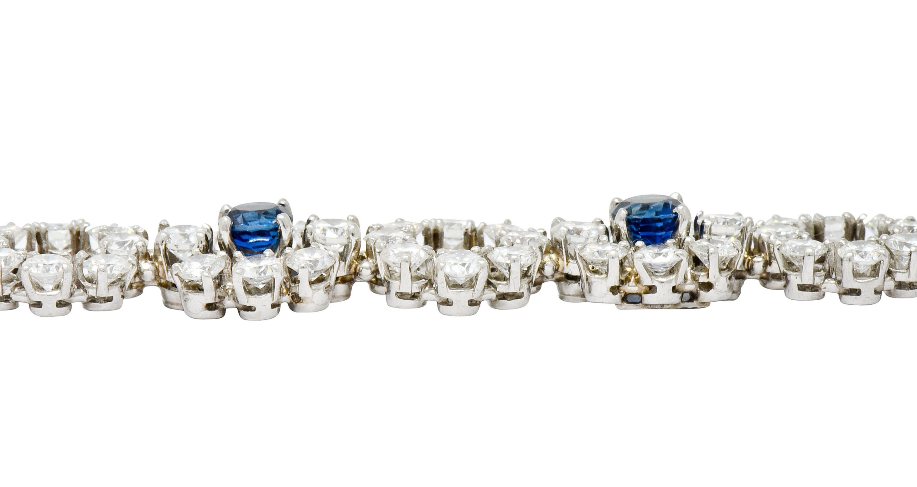 Tiffany & Co. 14.16 Carat Diamond Sapphire Platinum Cluster Link Bracelet 2