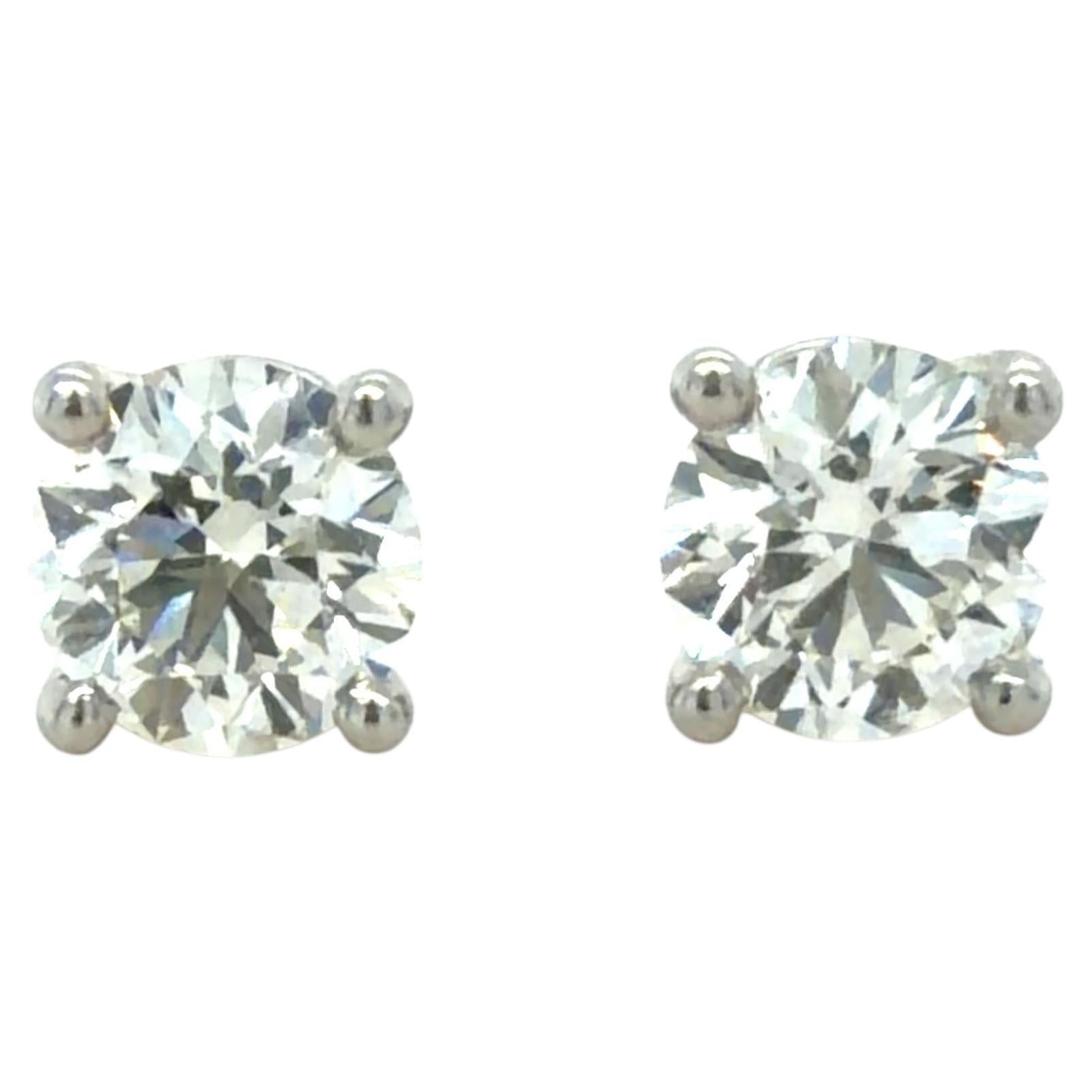 Tiffany & Co. 1.42 Carat Round Brilliant Cut Diamond Stud Earrings