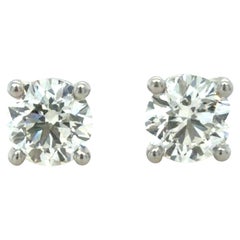 Tiffany & Co. 1.42 Carat Round Brilliant Cut Diamond Stud Earrings